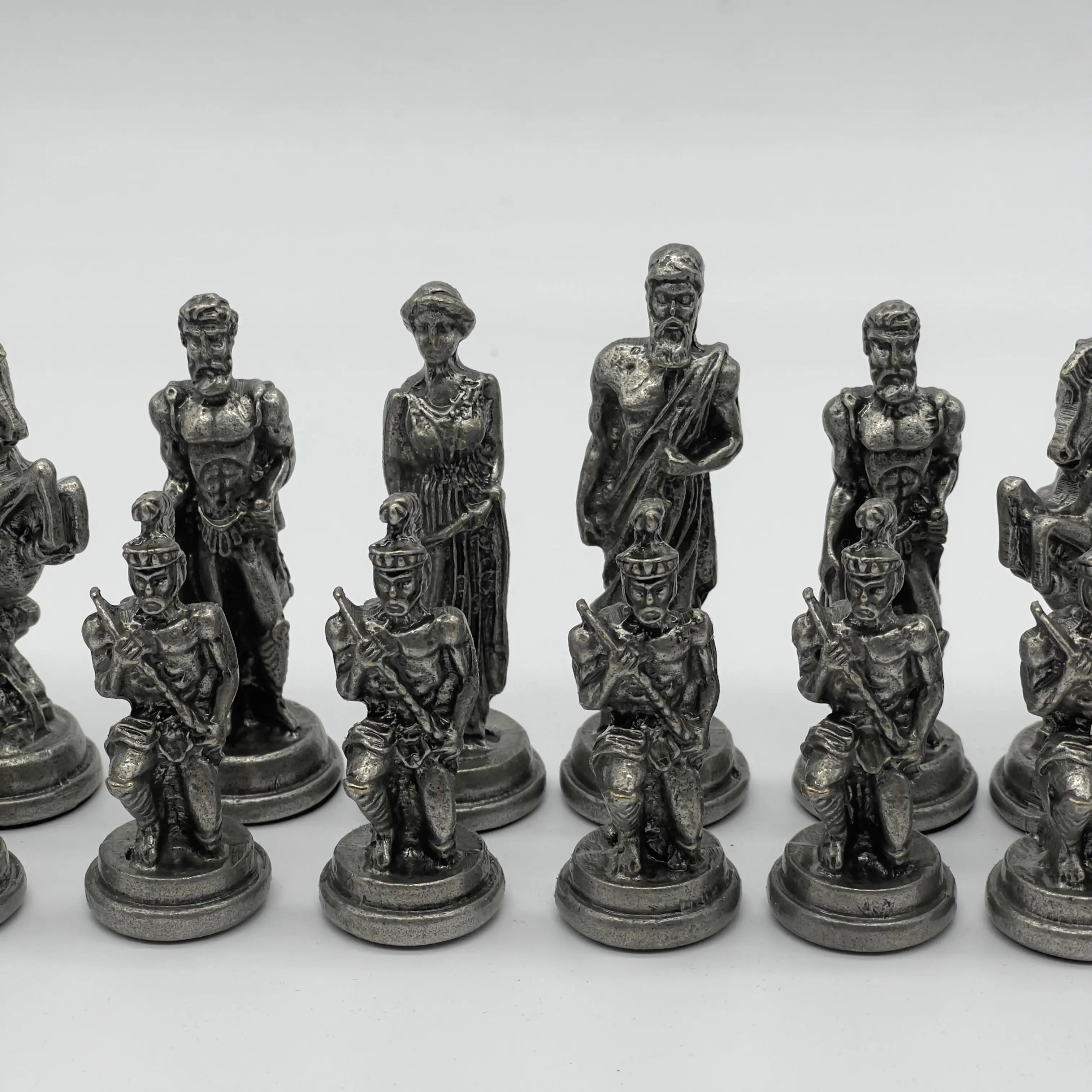 Handmade Metal Pegasus Chess Pieces, Silver-Copper Metal Chess Pieces Set