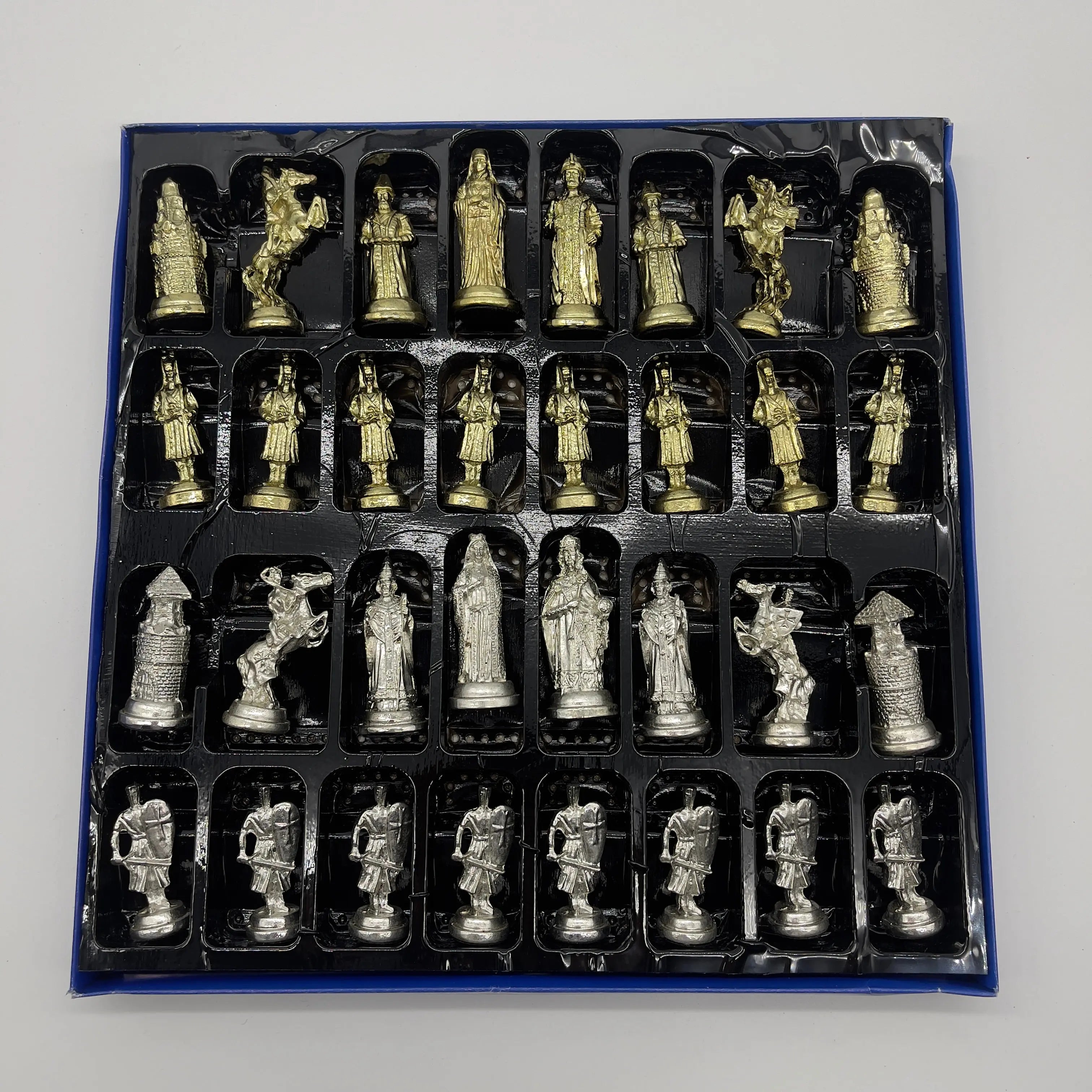 Handmade Ottoman vs British Metal Chess Pieces, Metal Chess Pieces Set