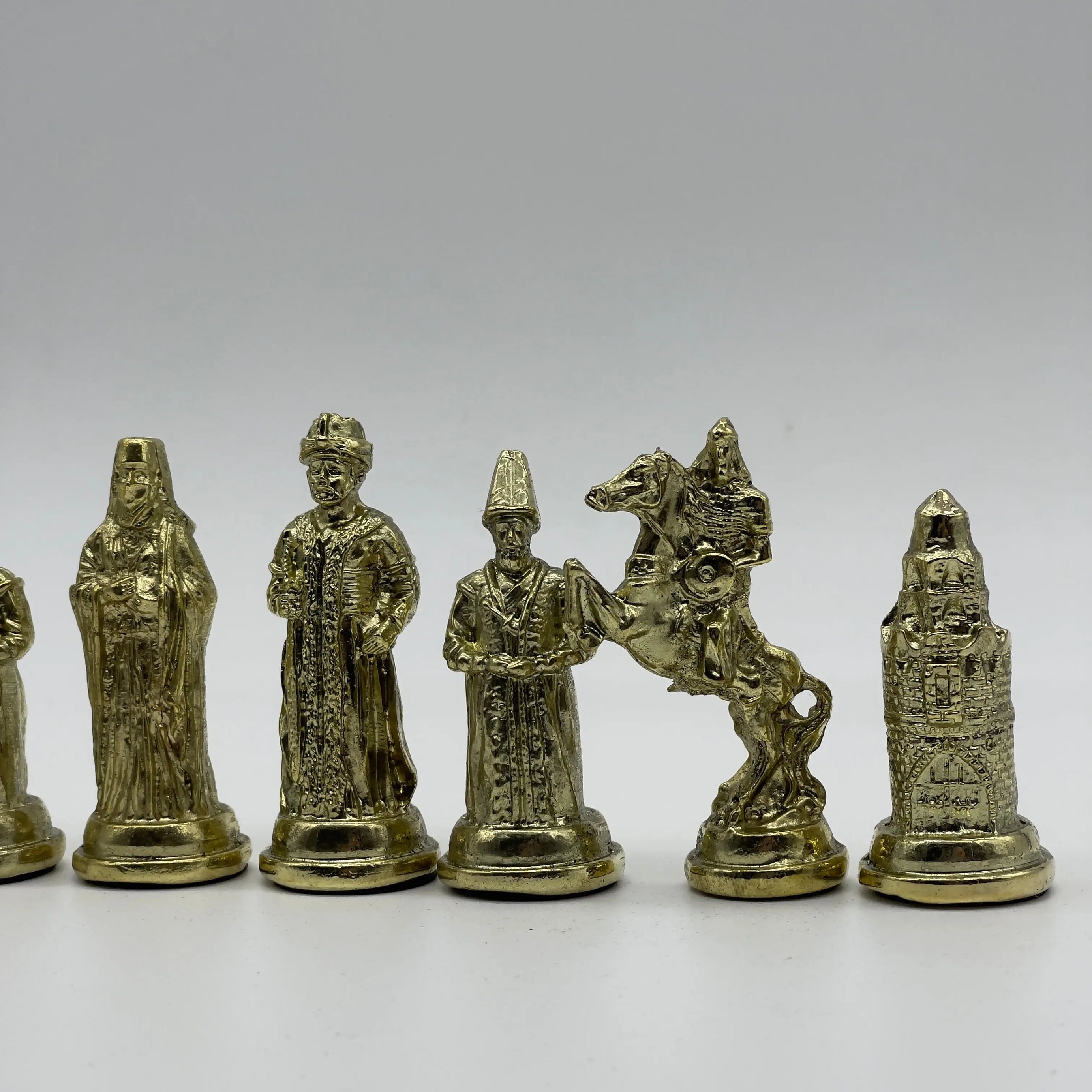 Handmade Ottoman vs British Metal Chess Pieces, Metal Chess Pieces Set