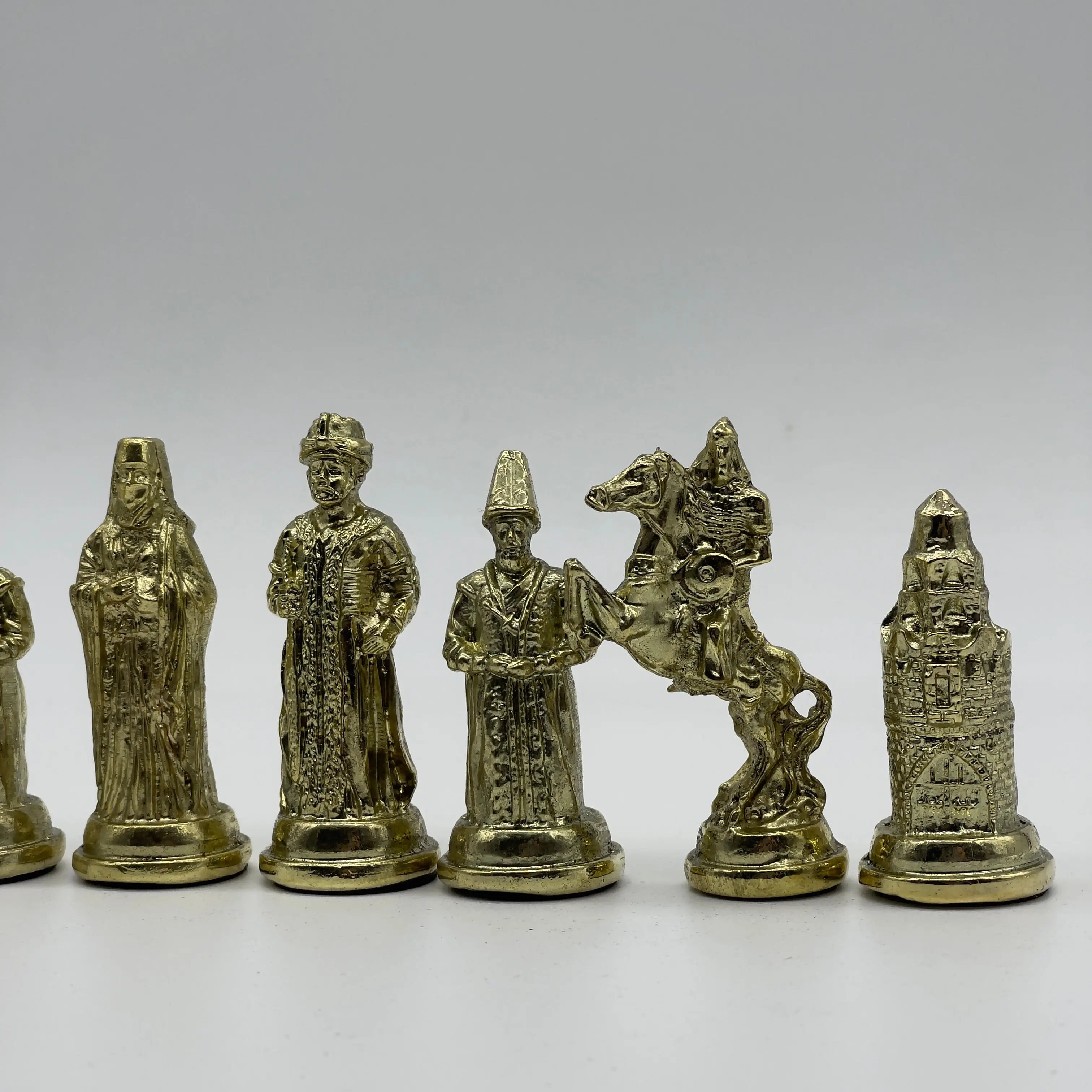 Handmade Ottoman vs British Metal Chess Pieces, Metal Chess Pieces Set