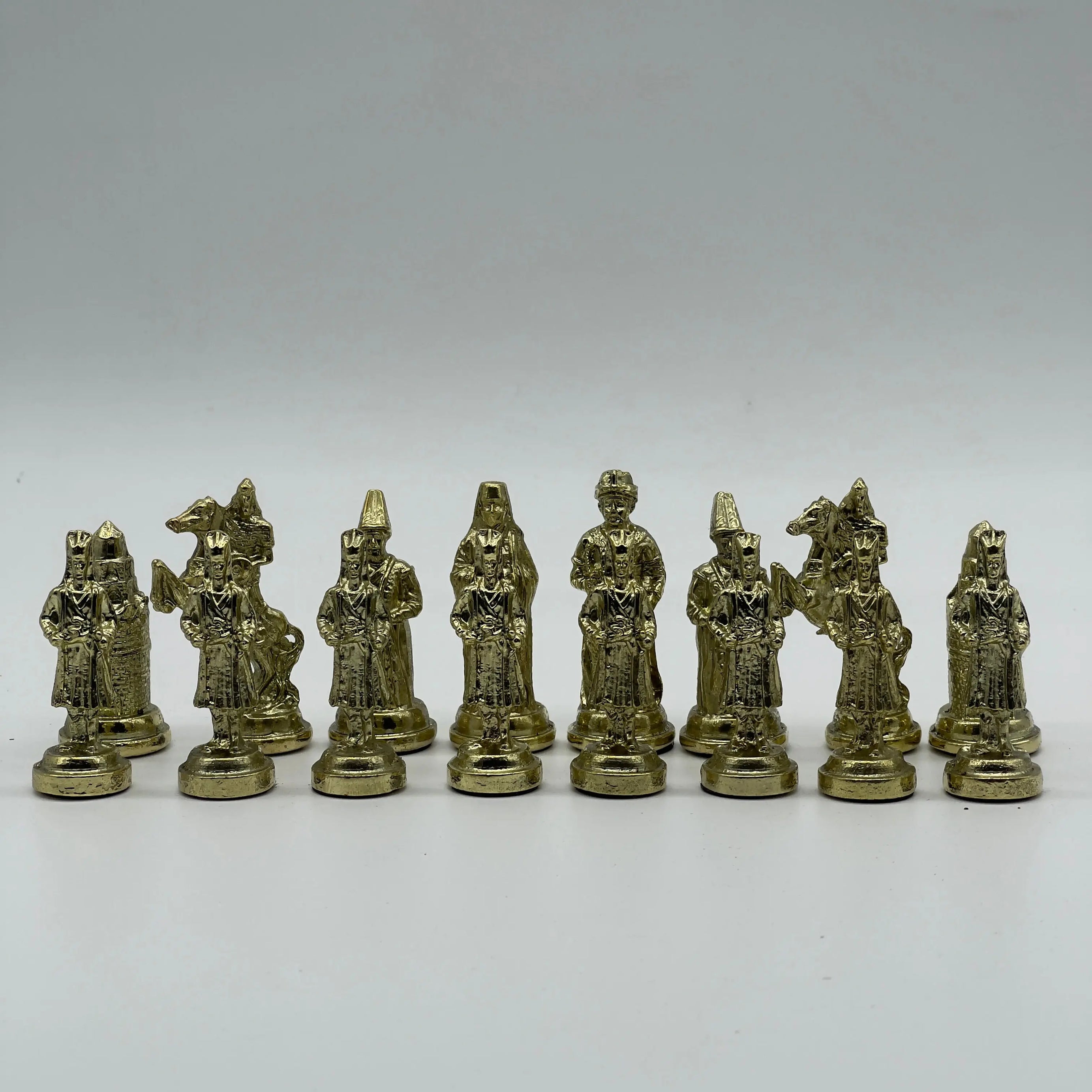Handmade Ottoman vs British Metal Chess Pieces, Metal Chess Pieces Set