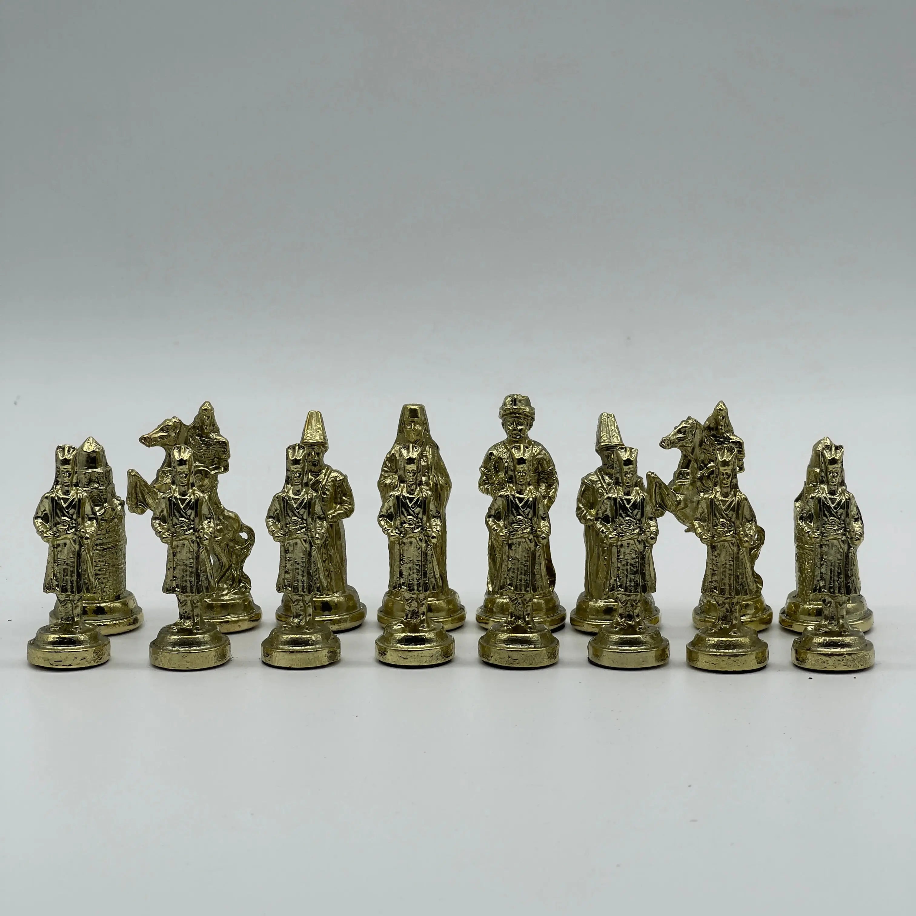Handmade Ottoman vs British Metal Chess Pieces, Metal Chess Pieces Set