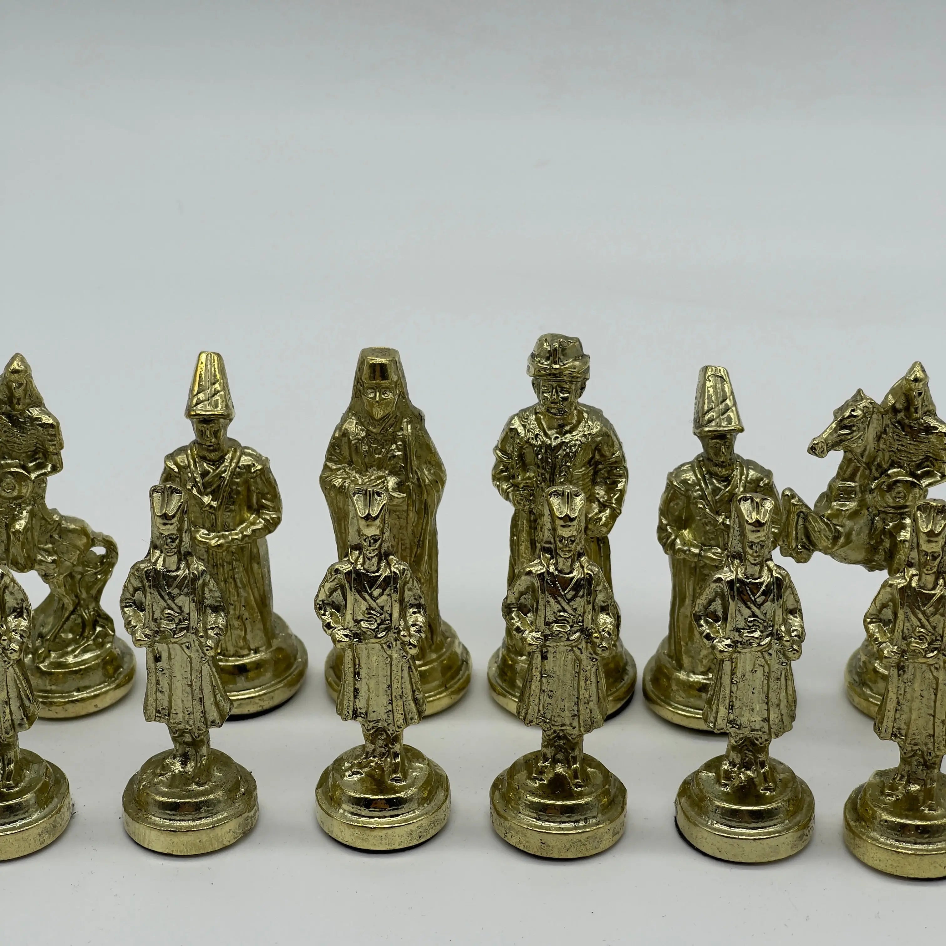 Handmade Ottoman vs British Metal Chess Pieces, Metal Chess Pieces Set