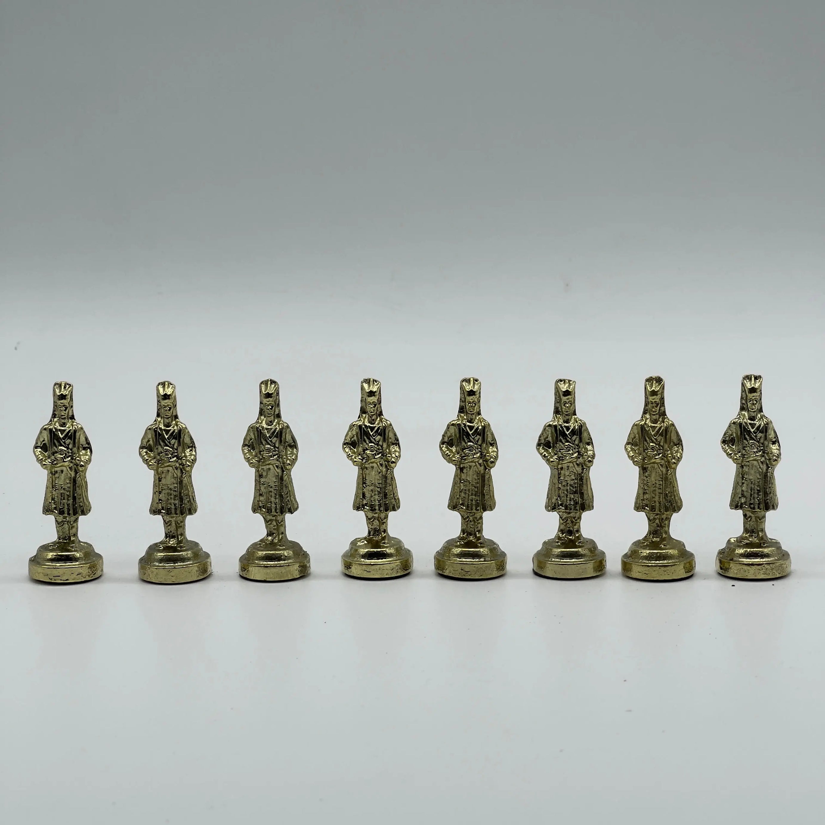 Handmade Ottoman vs British Metal Chess Pieces, Metal Chess Pieces Set