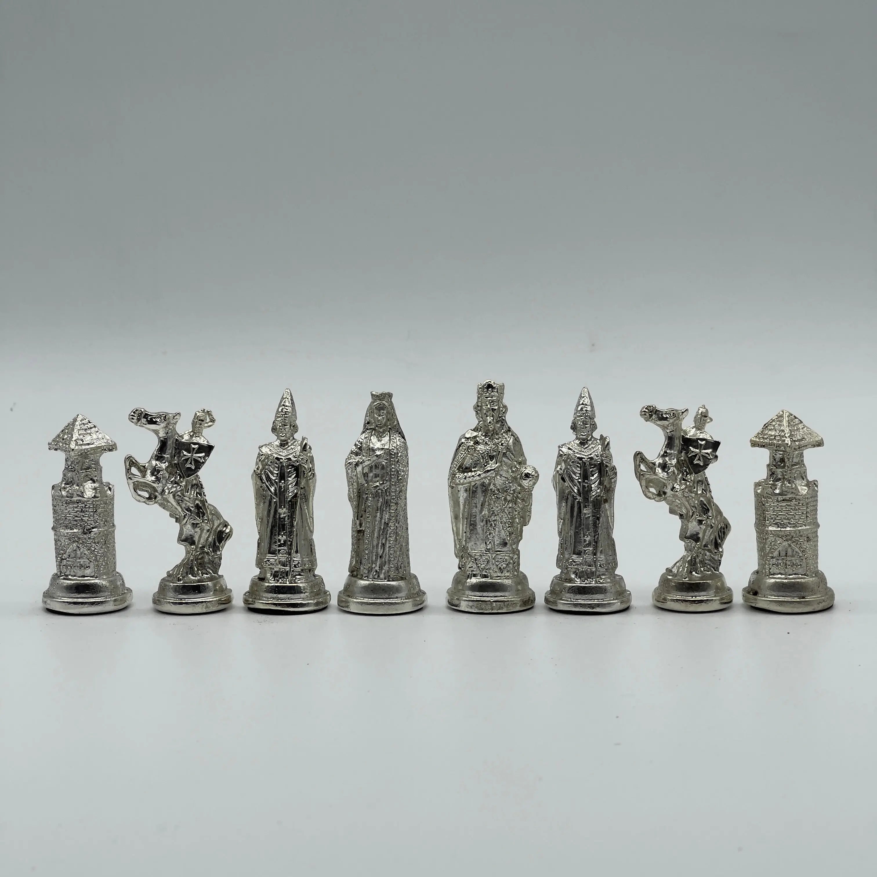 Handmade Ottoman vs British Metal Chess Pieces, Metal Chess Pieces Set