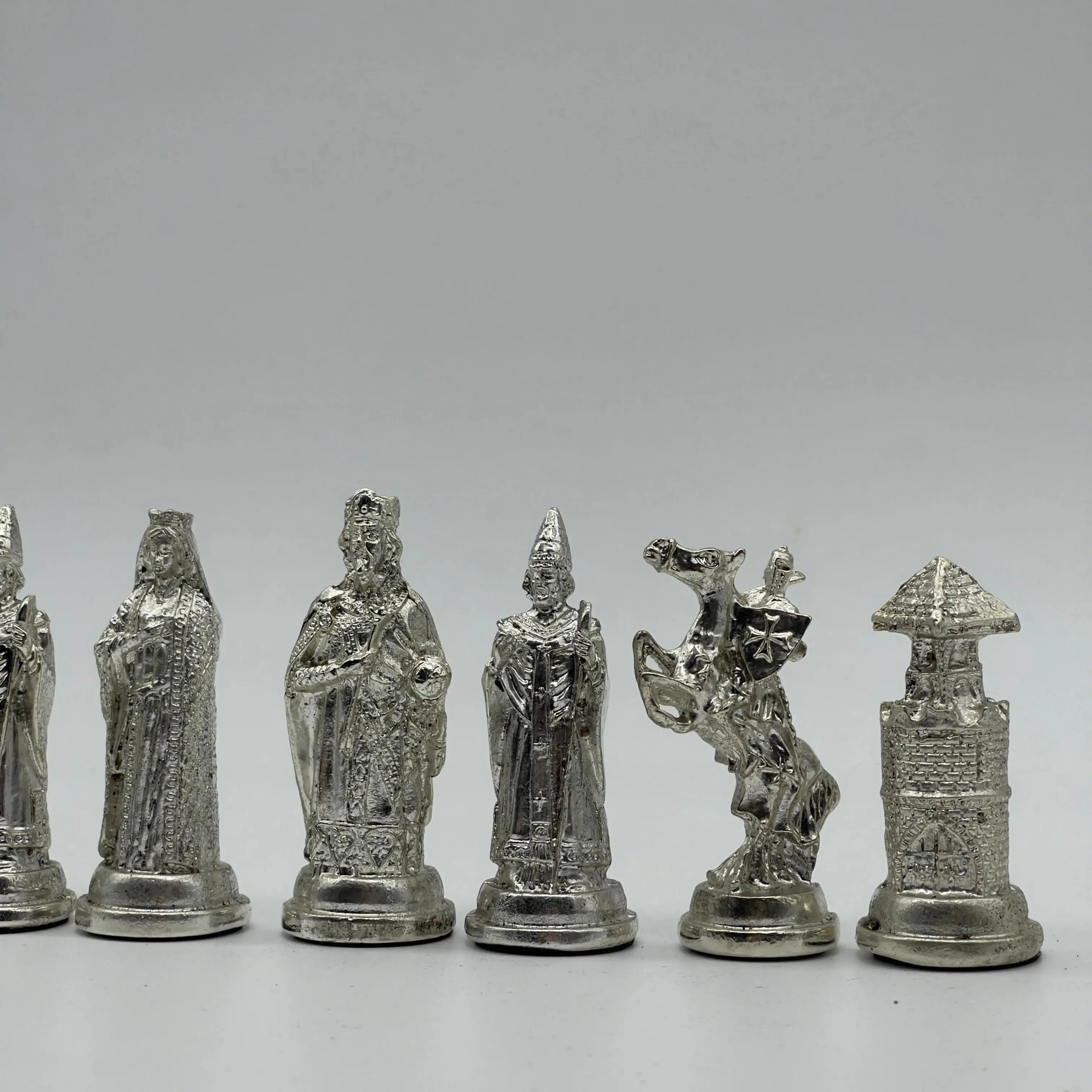 Handmade Ottoman vs British Metal Chess Pieces, Metal Chess Pieces Set