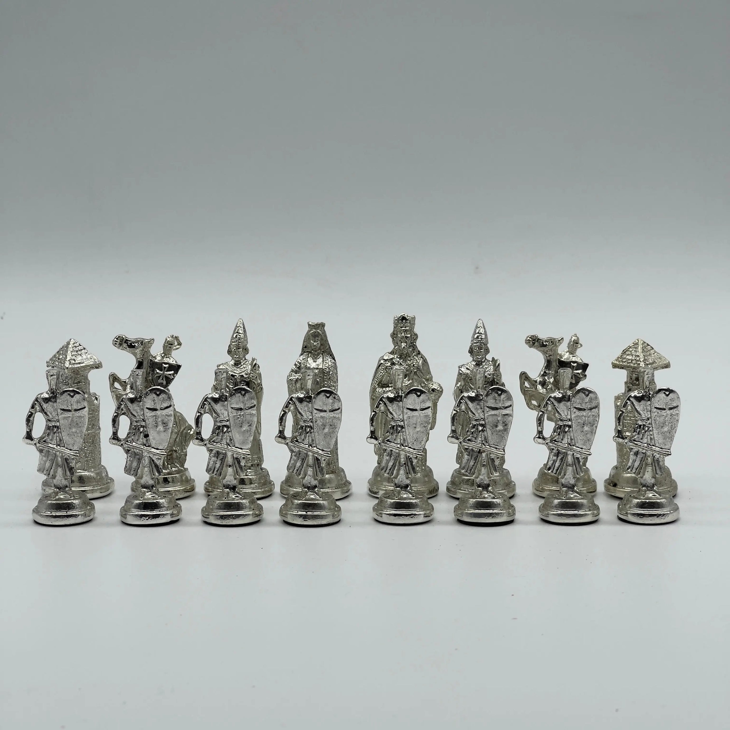 Handmade Ottoman vs British Metal Chess Pieces, Metal Chess Pieces Set