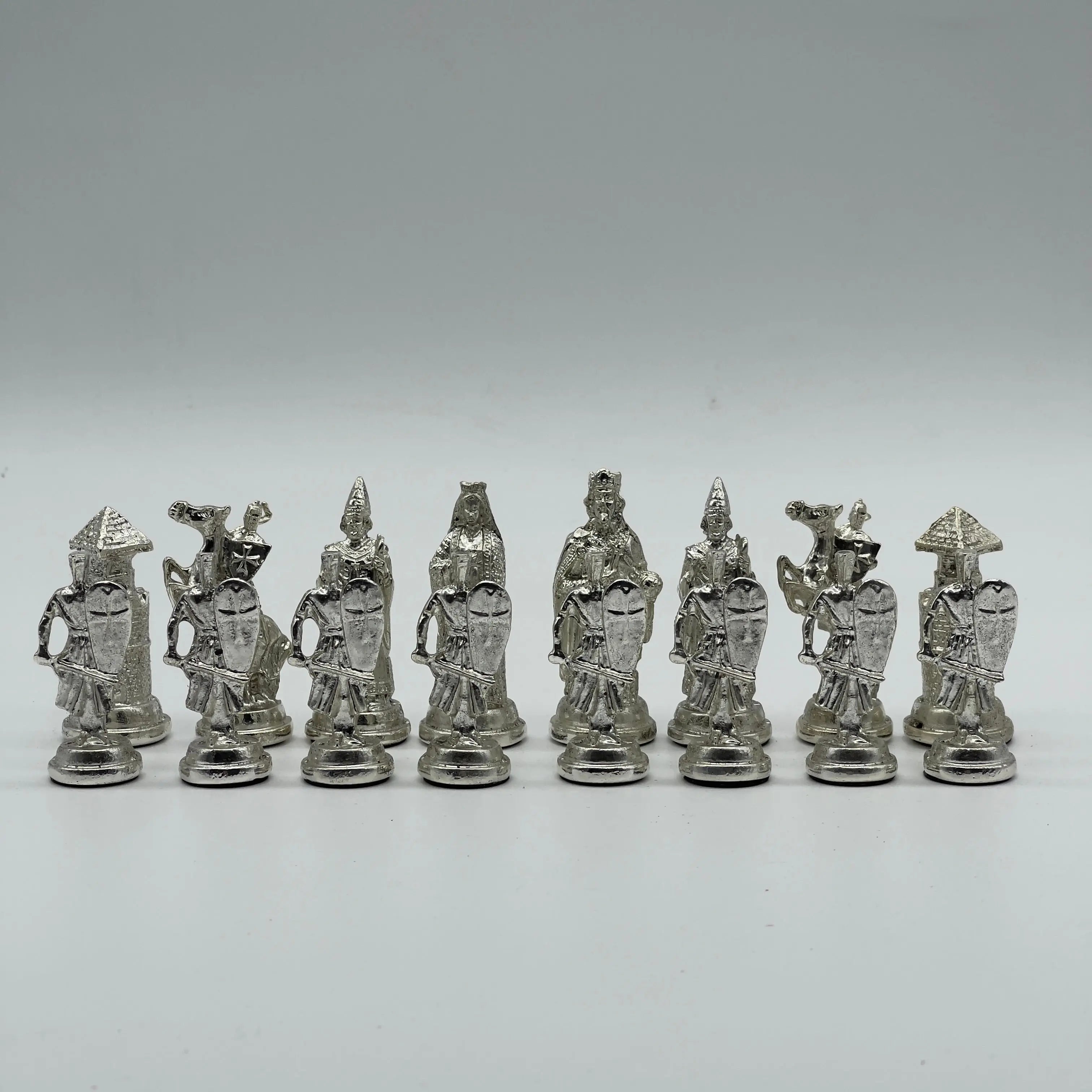 Handmade Ottoman vs British Metal Chess Pieces, Metal Chess Pieces Set