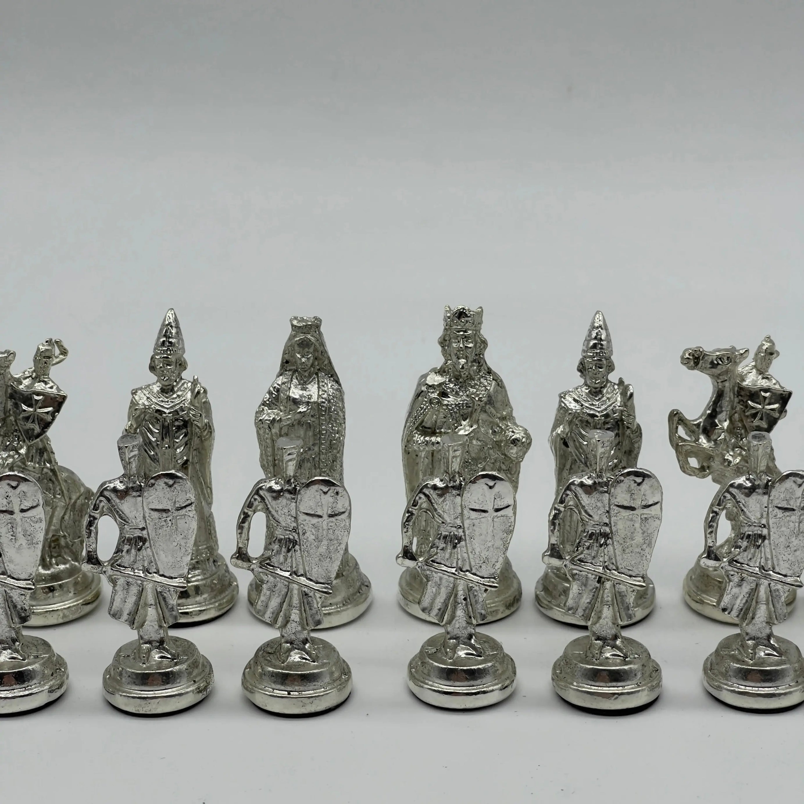 Handmade Ottoman vs British Metal Chess Pieces, Metal Chess Pieces Set