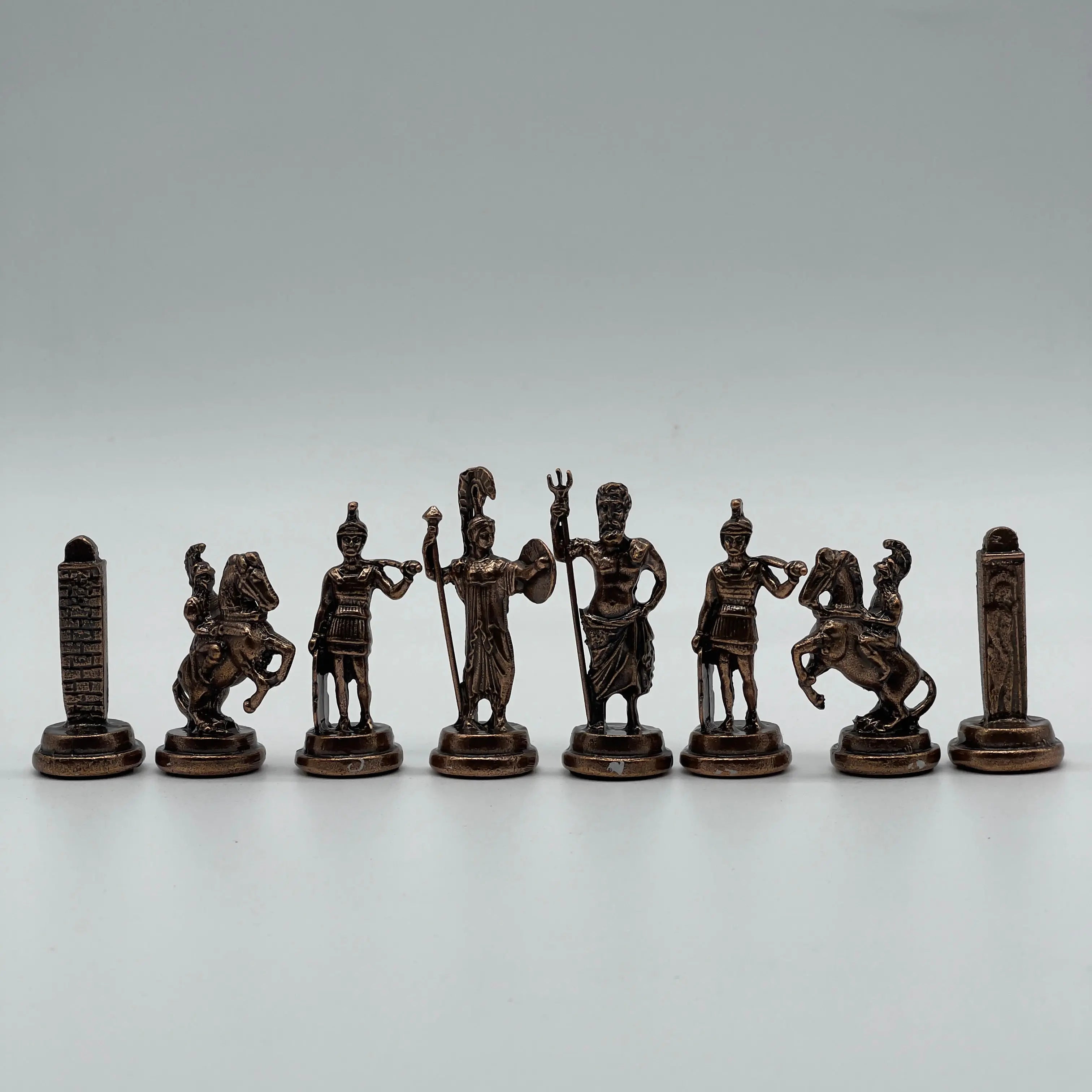 Copper Handmade Greek Luxury Metal Chess Pieces Set