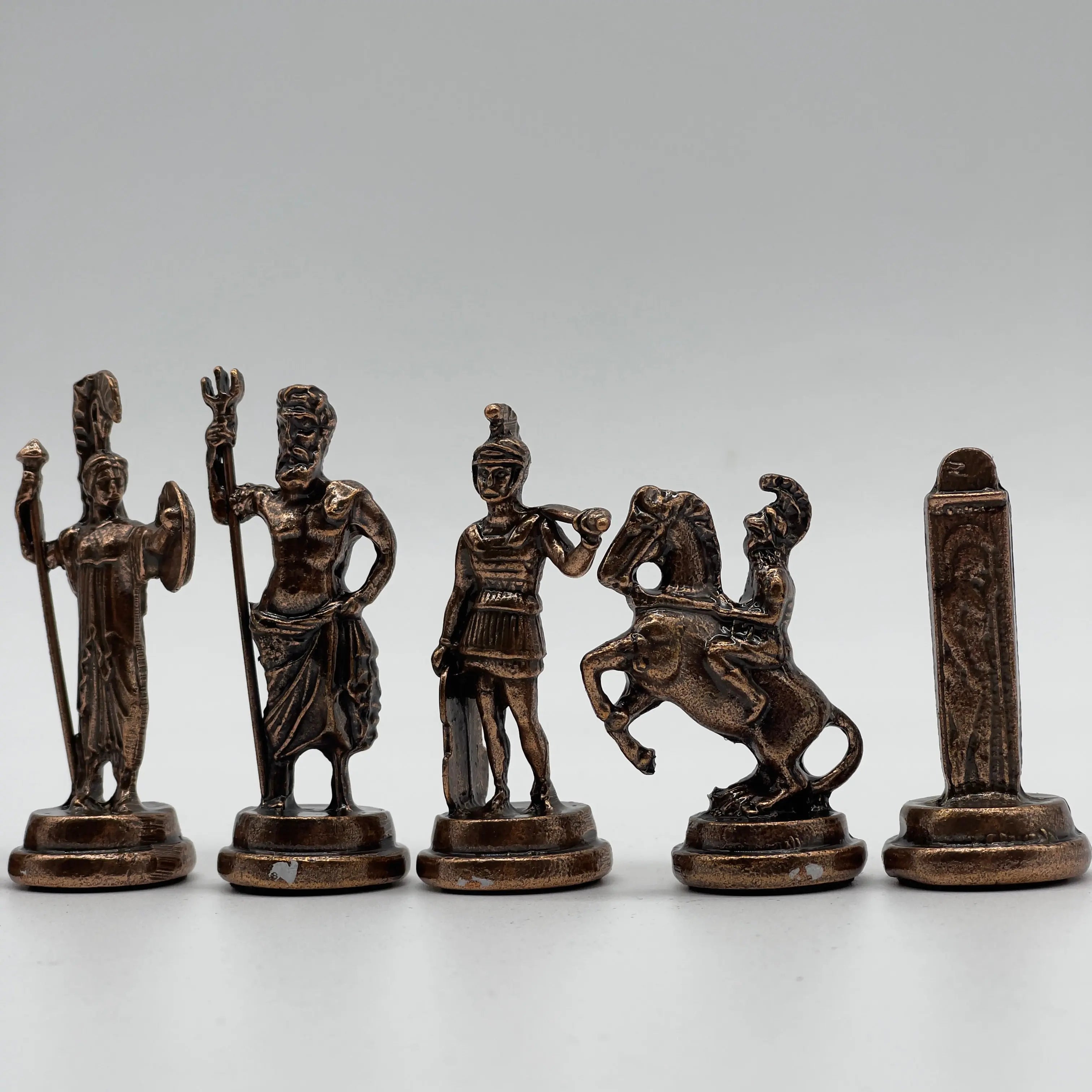 Copper Handmade Greek Luxury Metal Chess Pieces Set