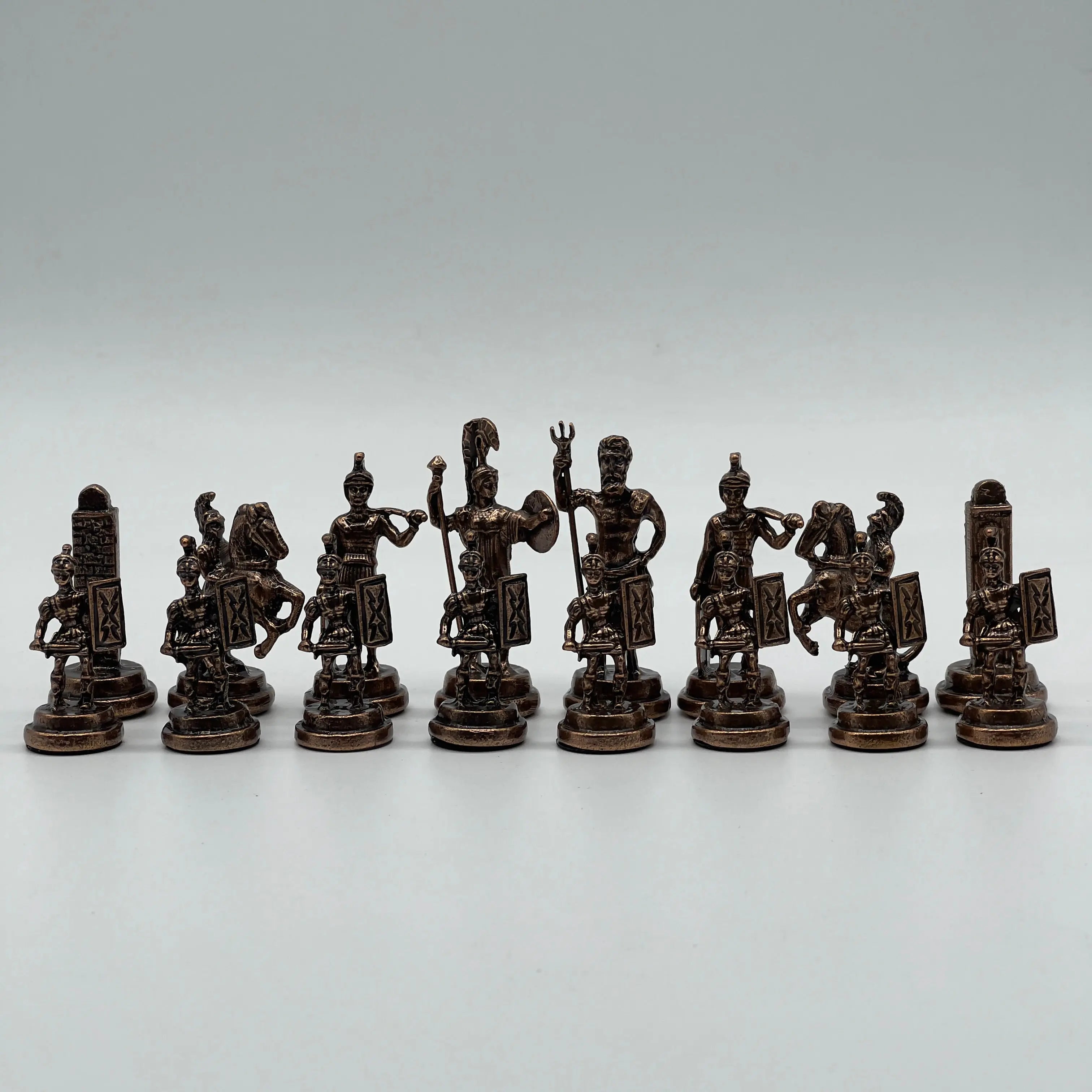 Copper Handmade Greek Luxury Metal Chess Pieces Set