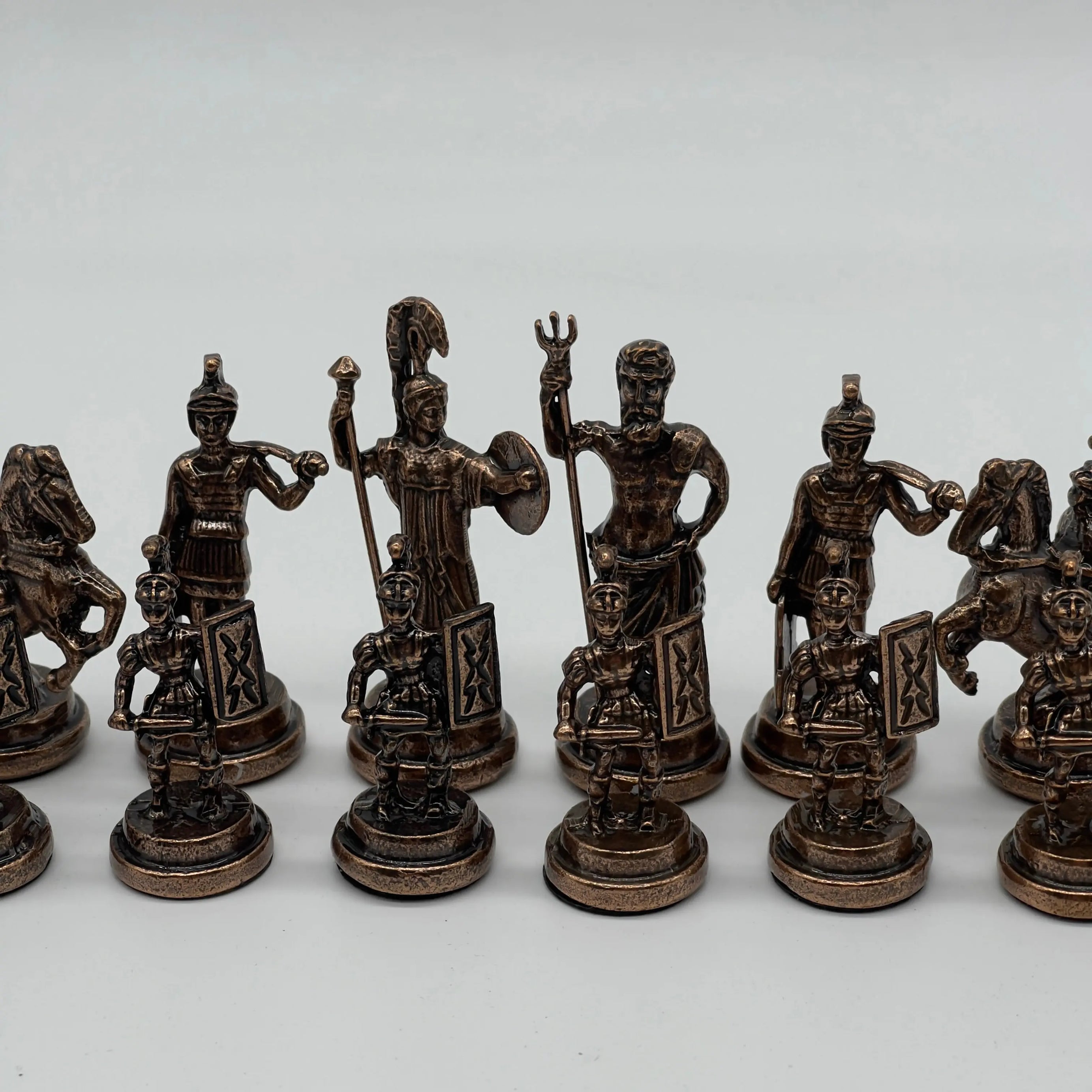 Copper Handmade Greek Luxury Metal Chess Pieces Set