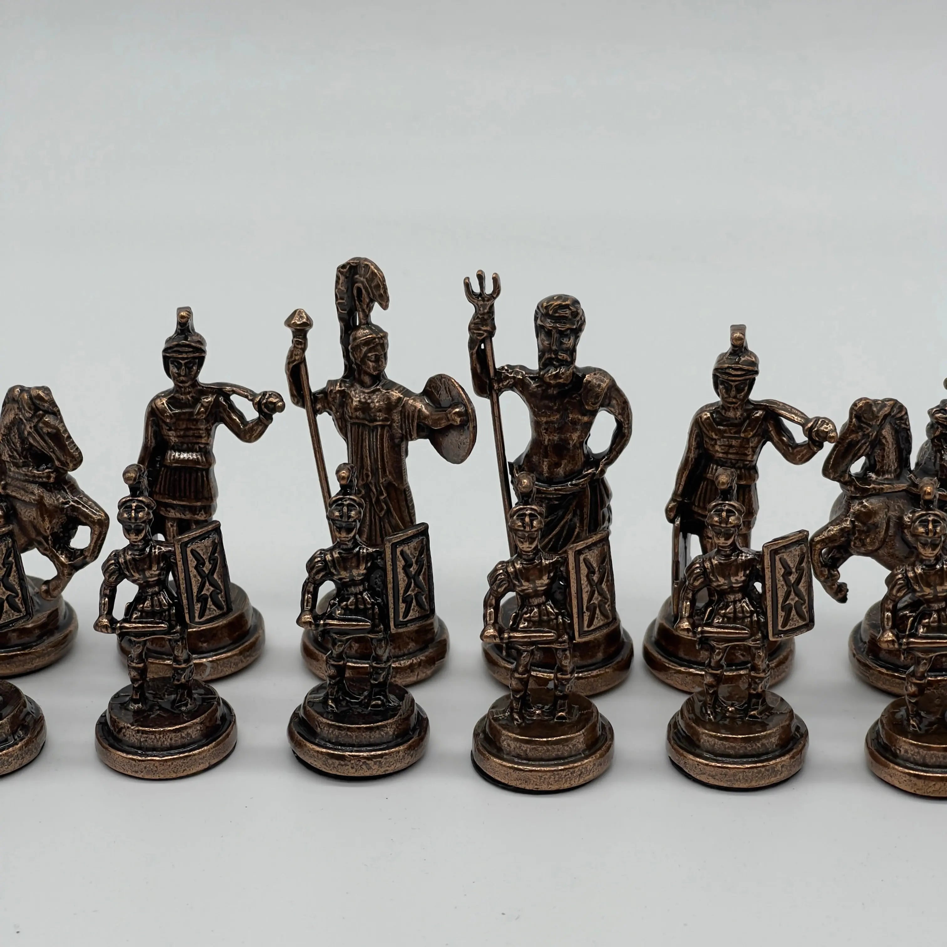 Copper Handmade Greek Luxury Metal Chess Pieces Set
