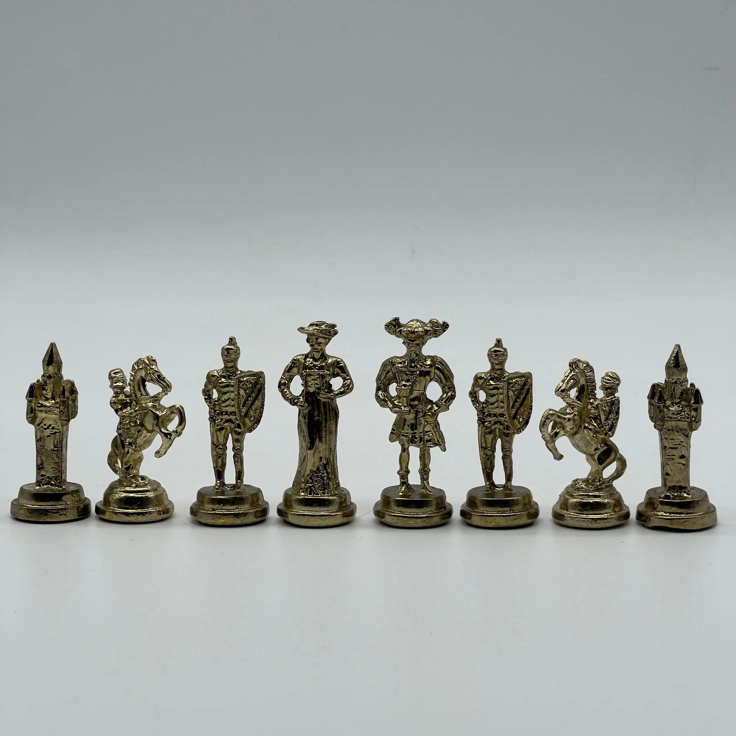 Handmade Metal Chess Pieces, Spanish Chess Pieces, Gold Metal Chess Pieces