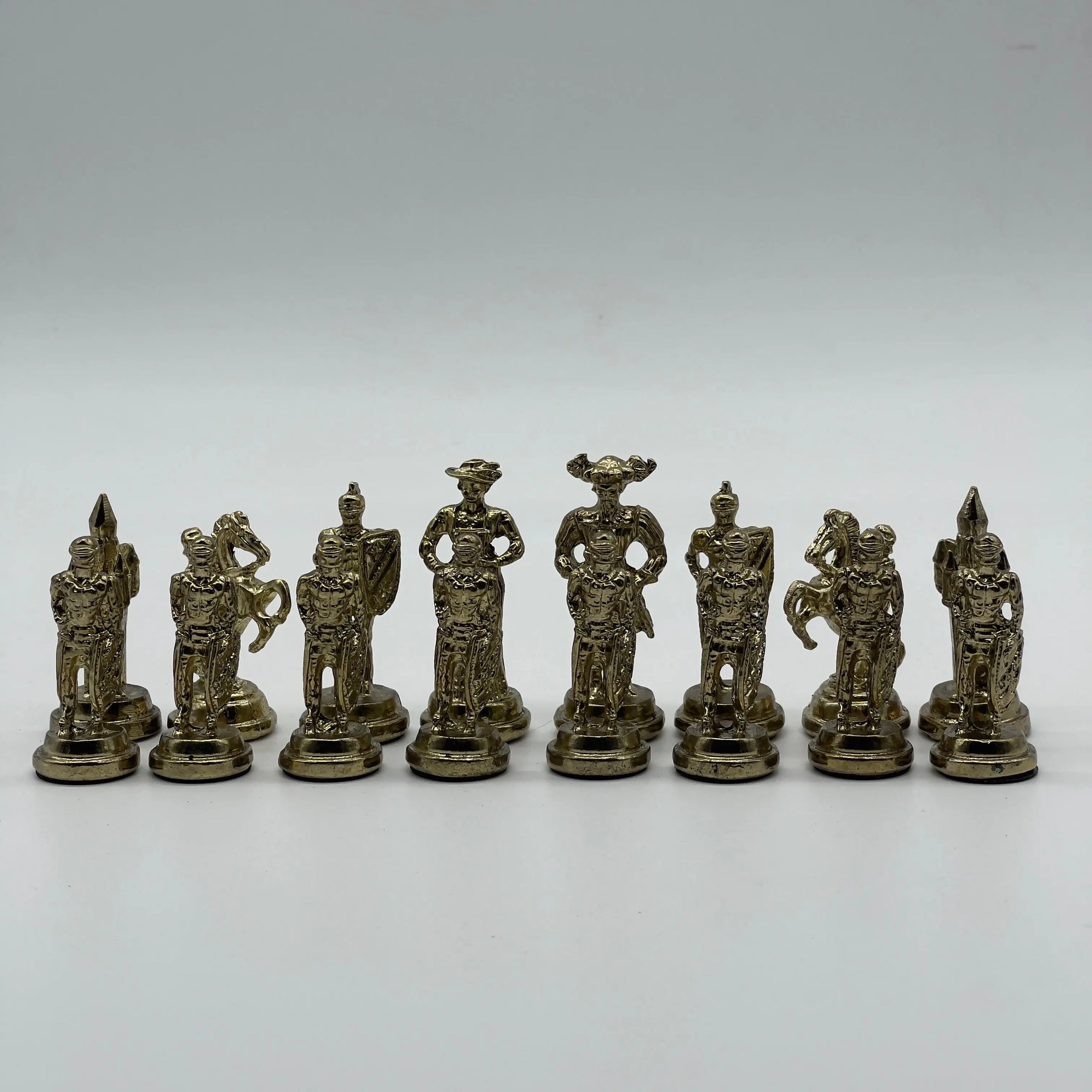 Handmade Metal Chess Pieces, Spanish Chess Pieces, Gold Metal Chess Pieces