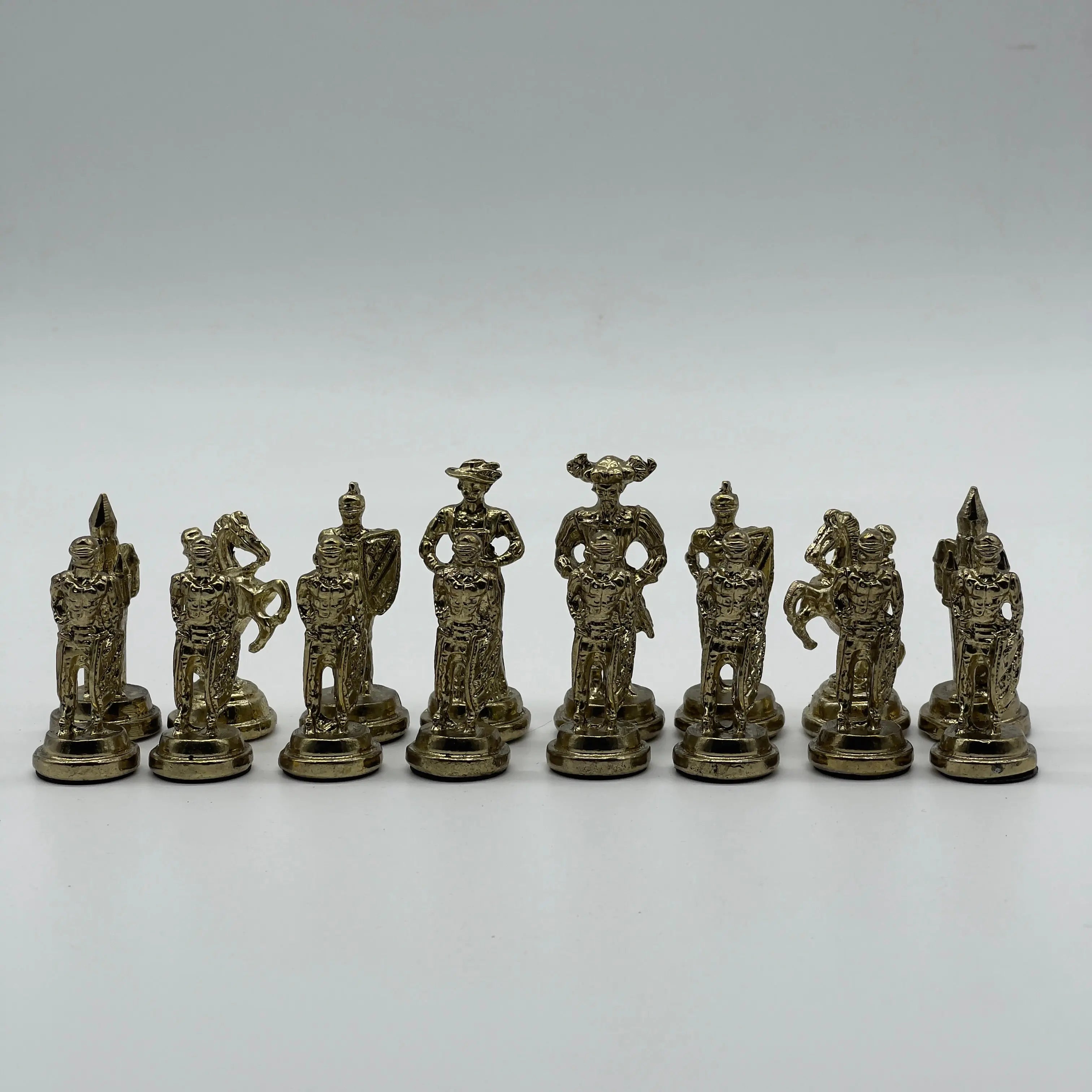 Handmade Metal Chess Pieces, Spanish Chess Pieces, Gold Metal Chess Pieces