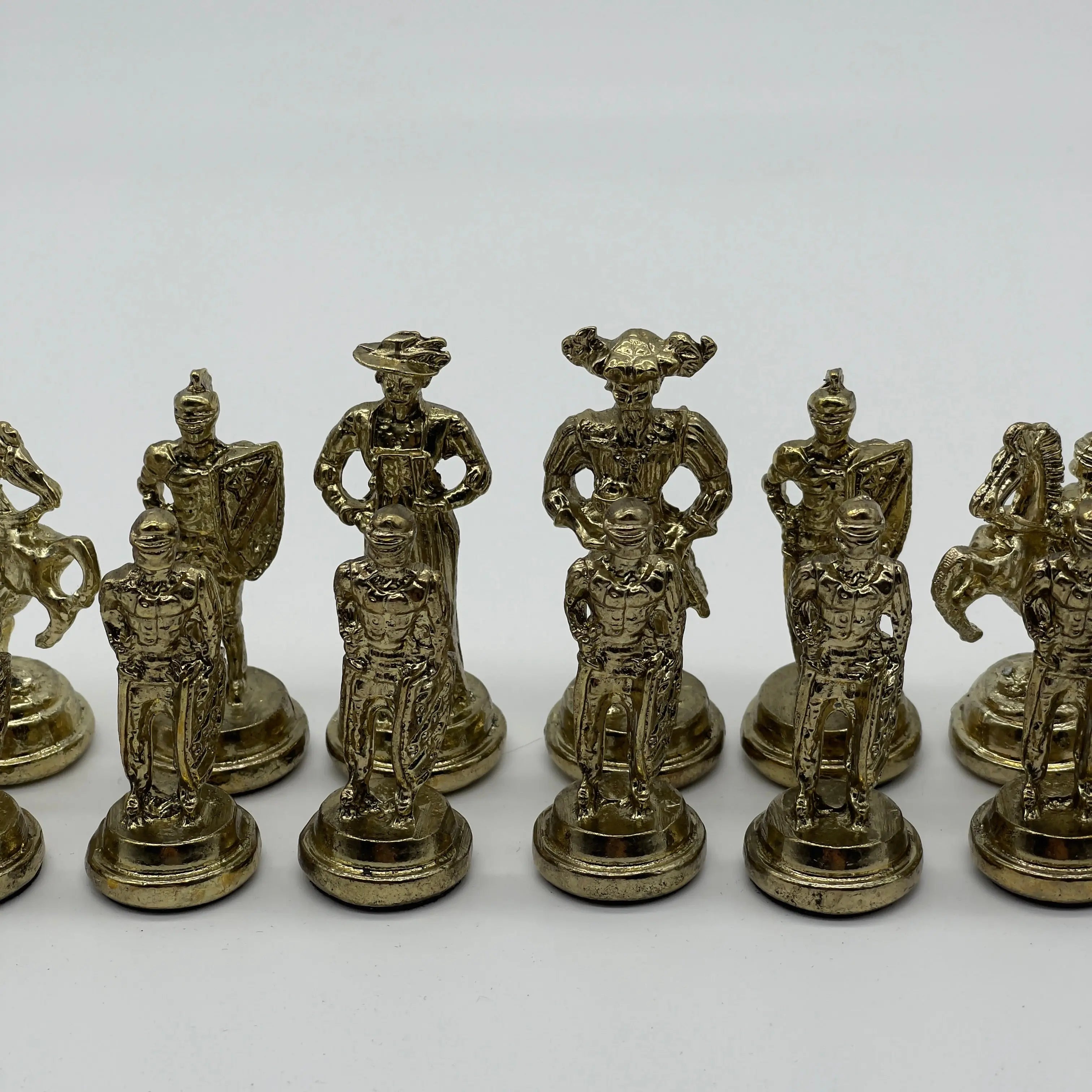 Handmade Metal Chess Pieces, Spanish Chess Pieces, Gold Metal Chess Pieces