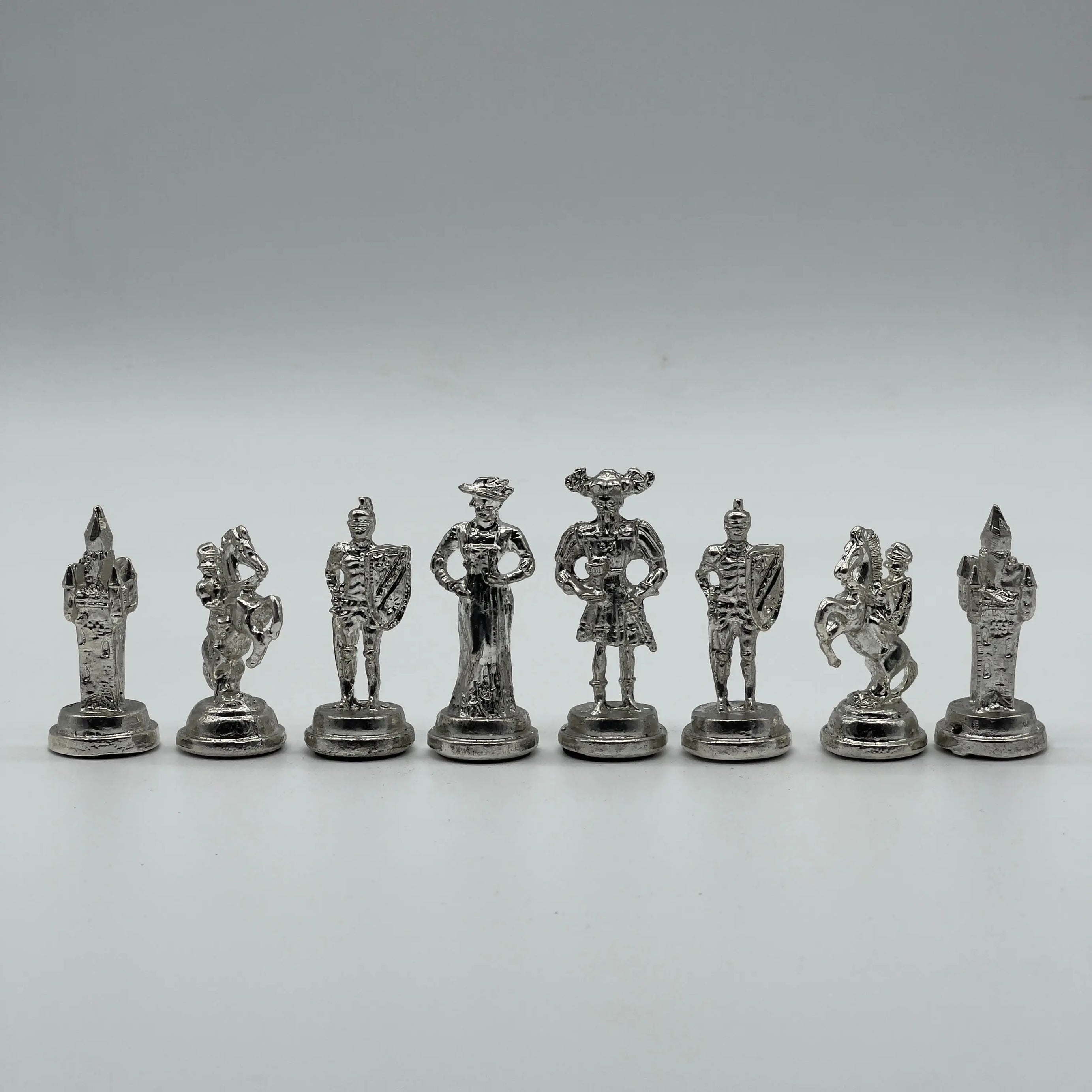 Handmade Metal Chess Pieces, Spanish Chess Pieces, Gold Metal Chess Pieces
