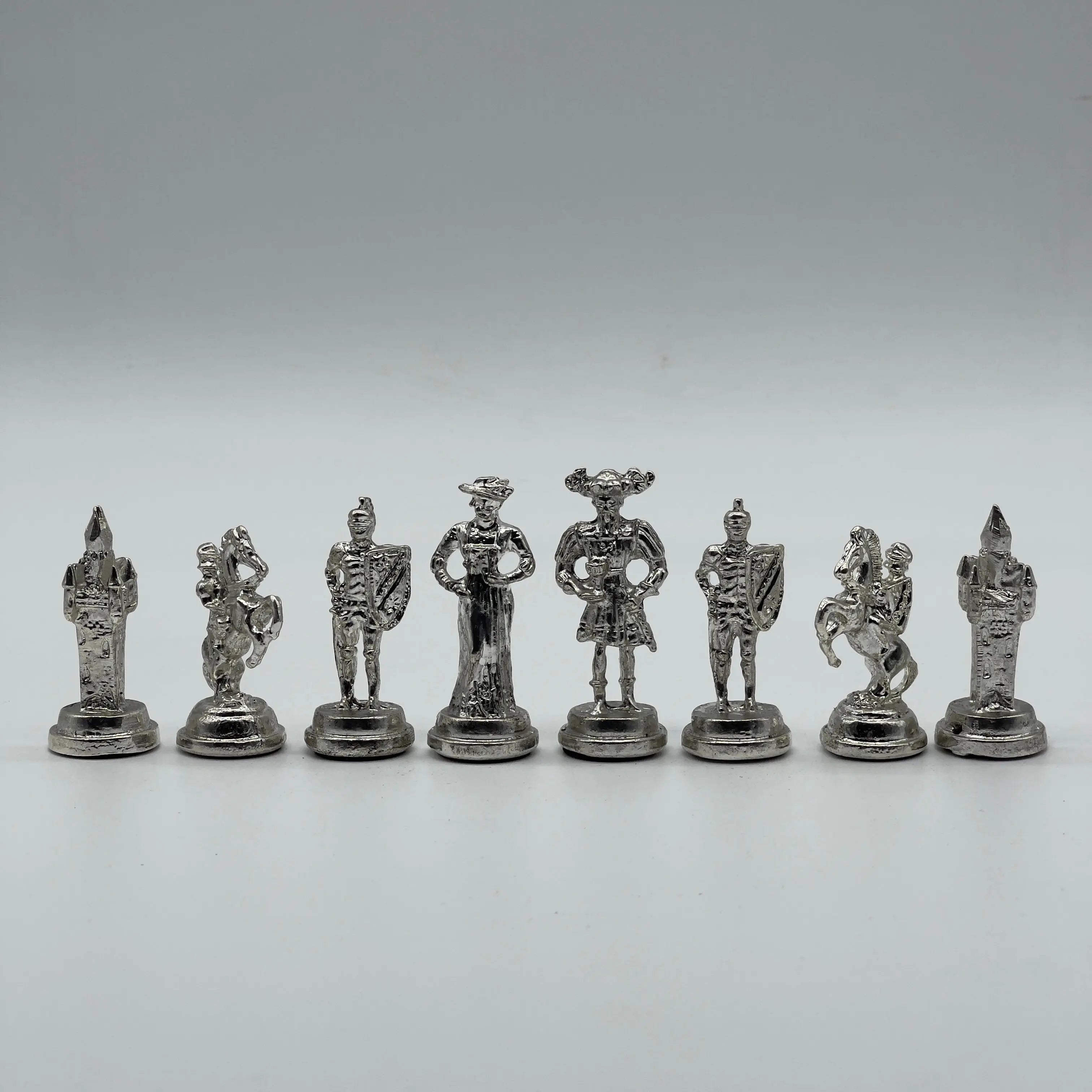 Handmade Metal Chess Pieces, Spanish Chess Pieces, Gold Metal Chess Pieces