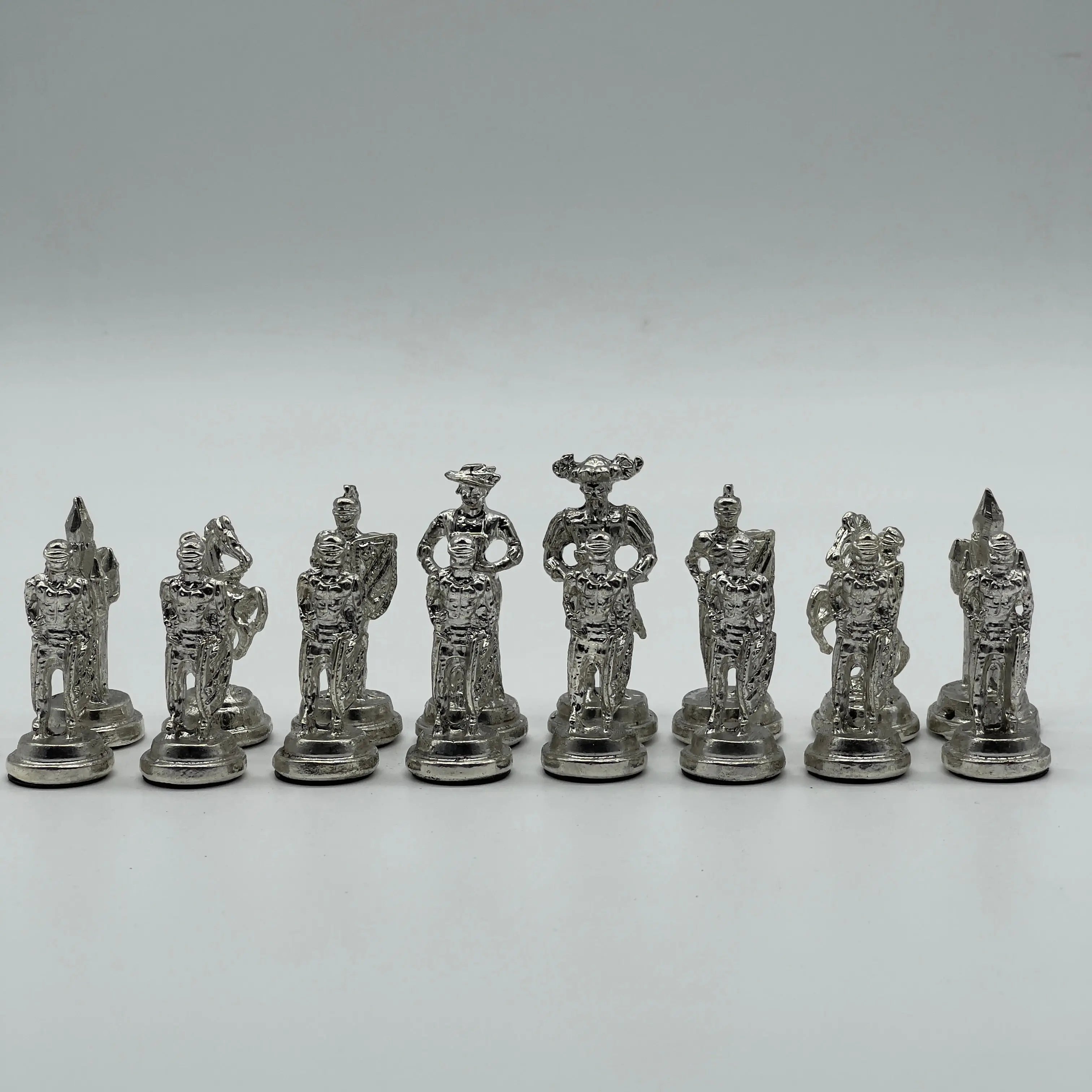 Handmade Metal Chess Pieces, Spanish Chess Pieces, Gold Metal Chess Pieces