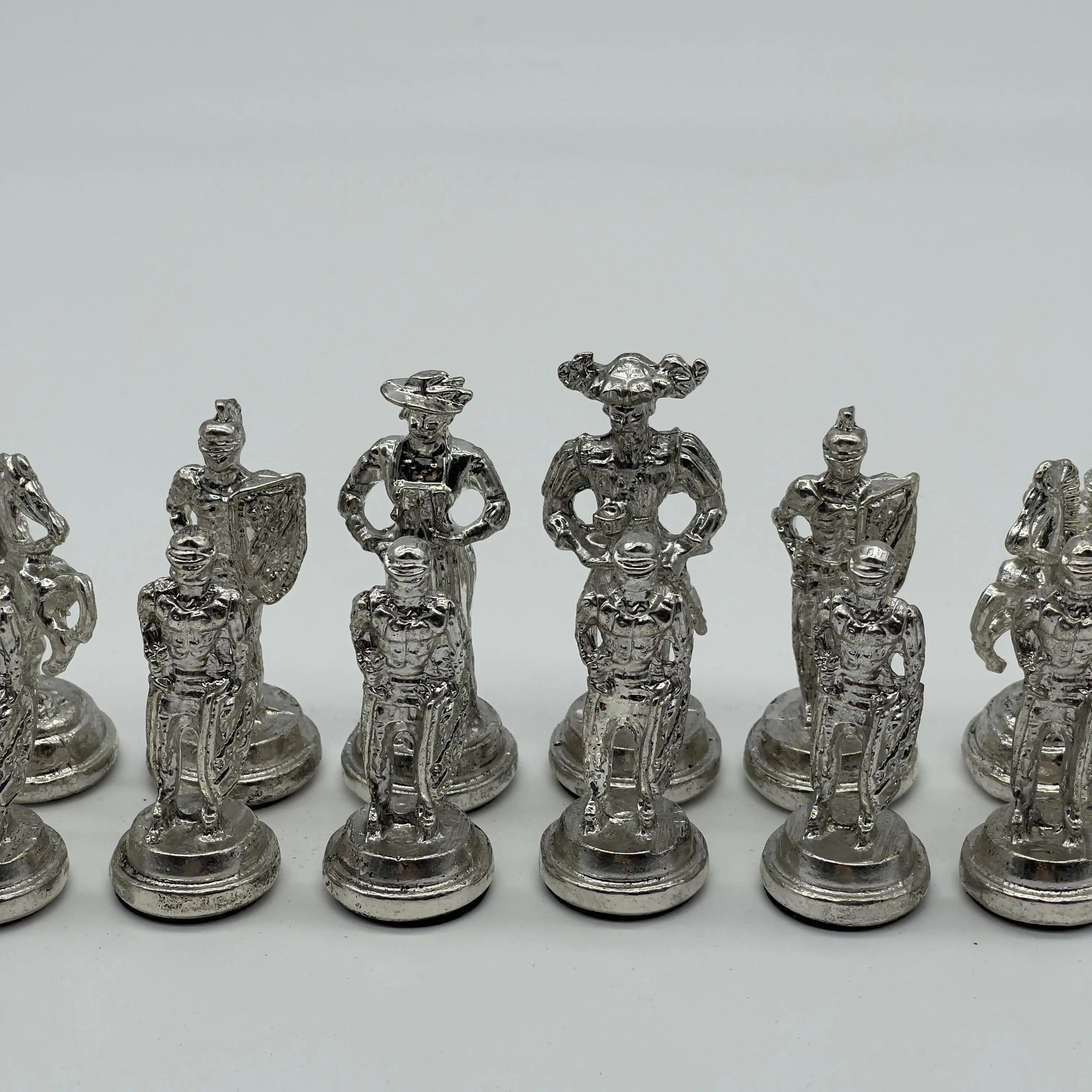 Handmade Metal Chess Pieces, Spanish Chess Pieces, Gold Metal Chess Pieces