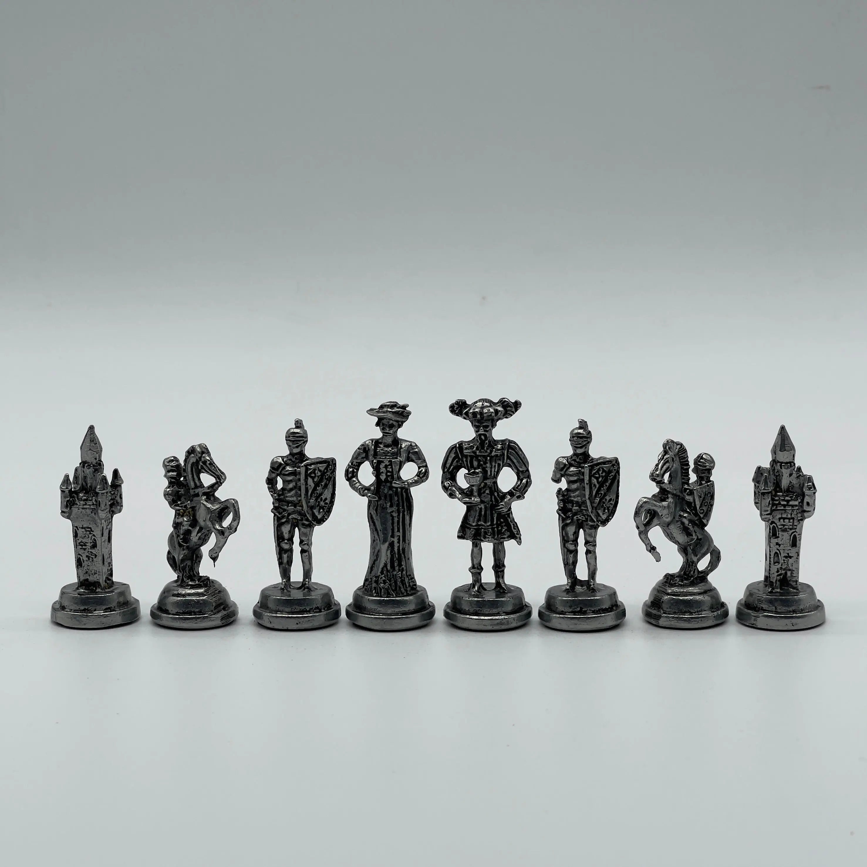 Spanish Handmade Gold-Silver Metal Chess Pieces Set