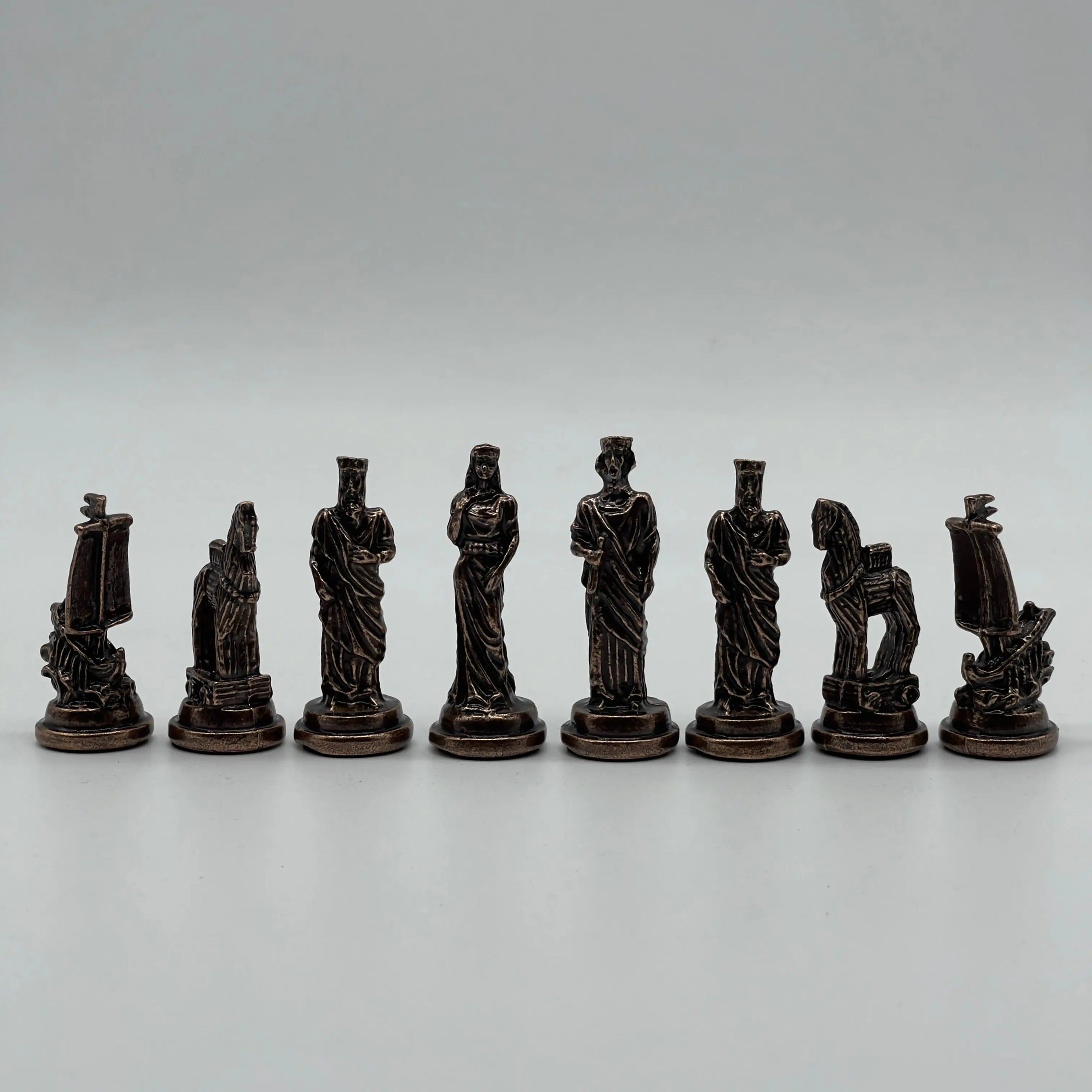 Handmade Copper Metal Chess Pieces, Metal Trojan Chess Pieces Set