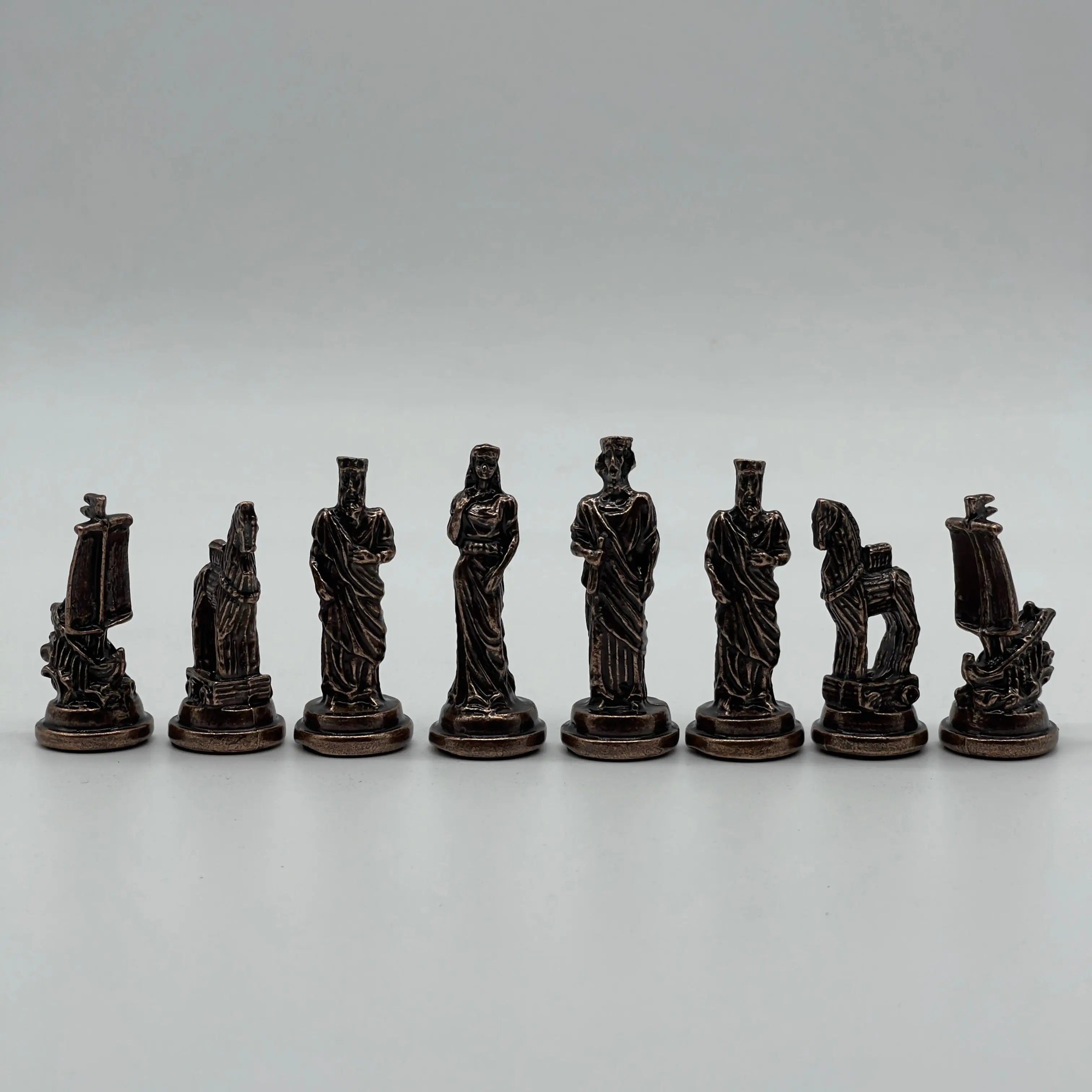 Handmade Copper Metal Chess Pieces, Metal Trojan Chess Pieces Set