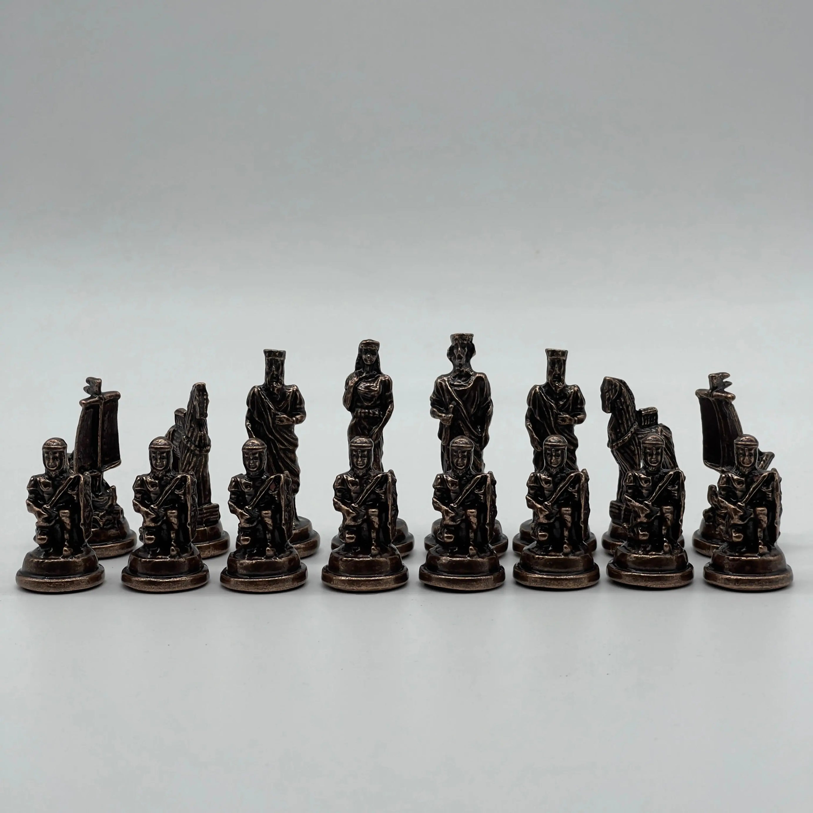Handmade Copper Metal Chess Pieces, Metal Trojan Chess Pieces Set