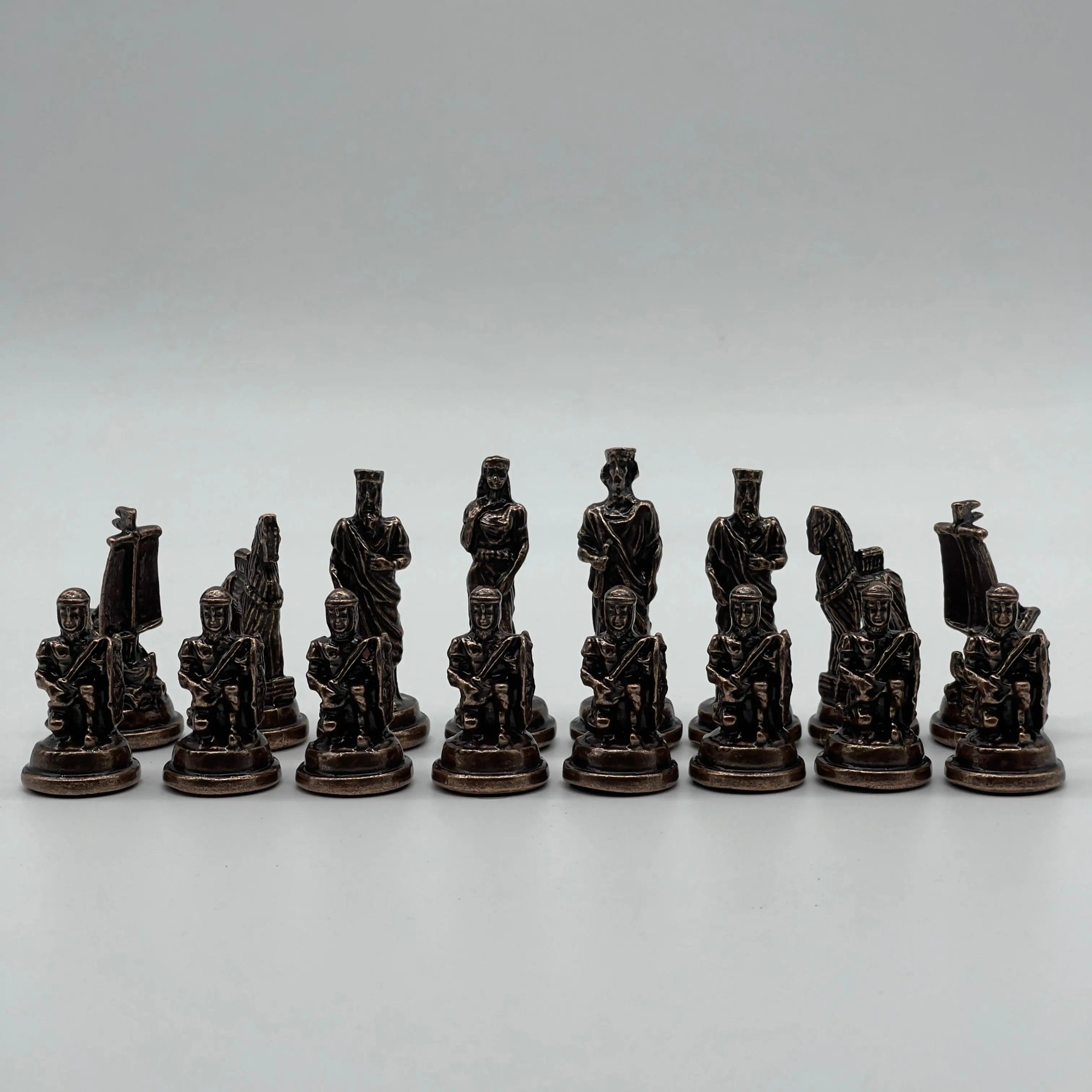 Handmade Copper Metal Chess Pieces, Metal Trojan Chess Pieces Set