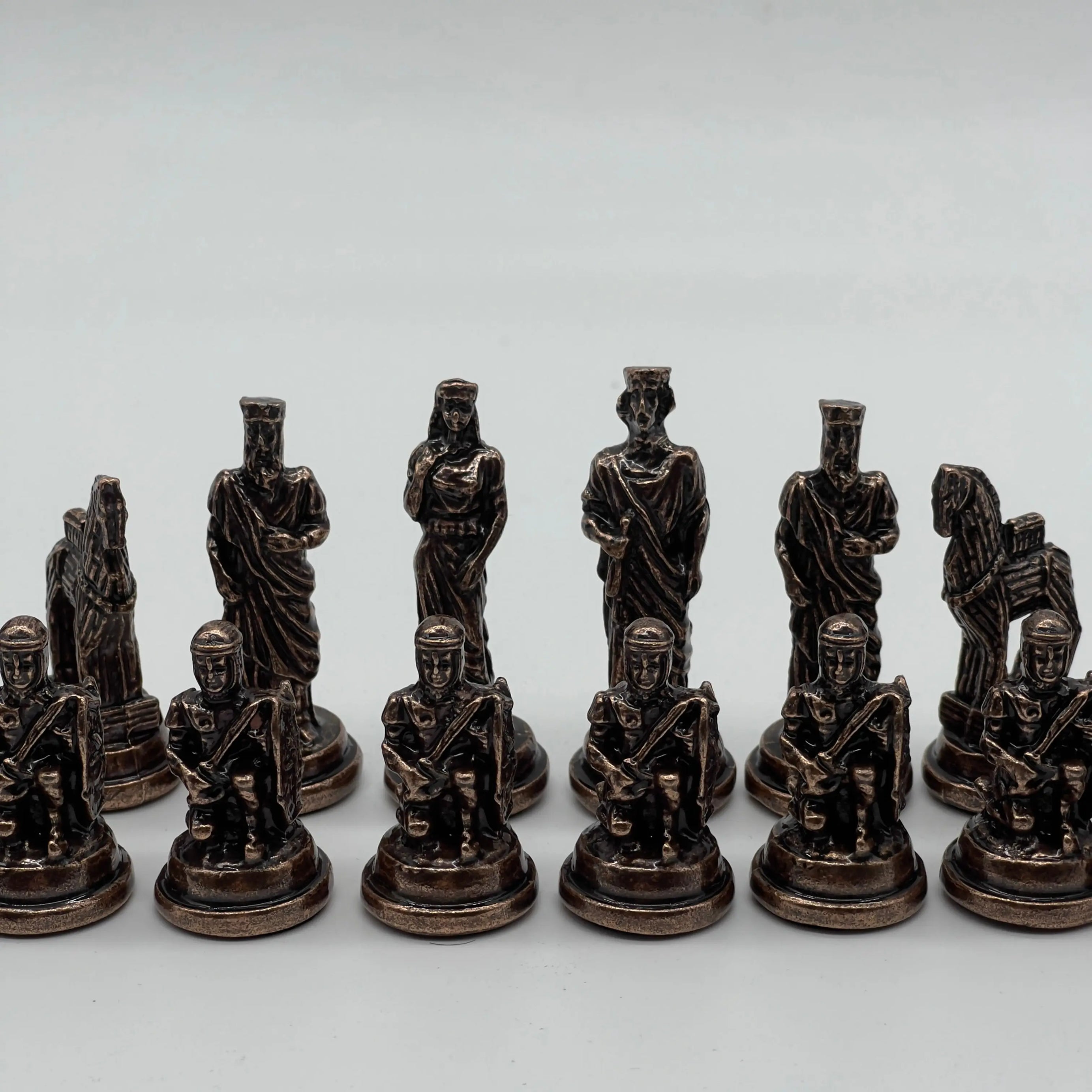 Handmade Copper Metal Chess Pieces, Metal Trojan Chess Pieces Set