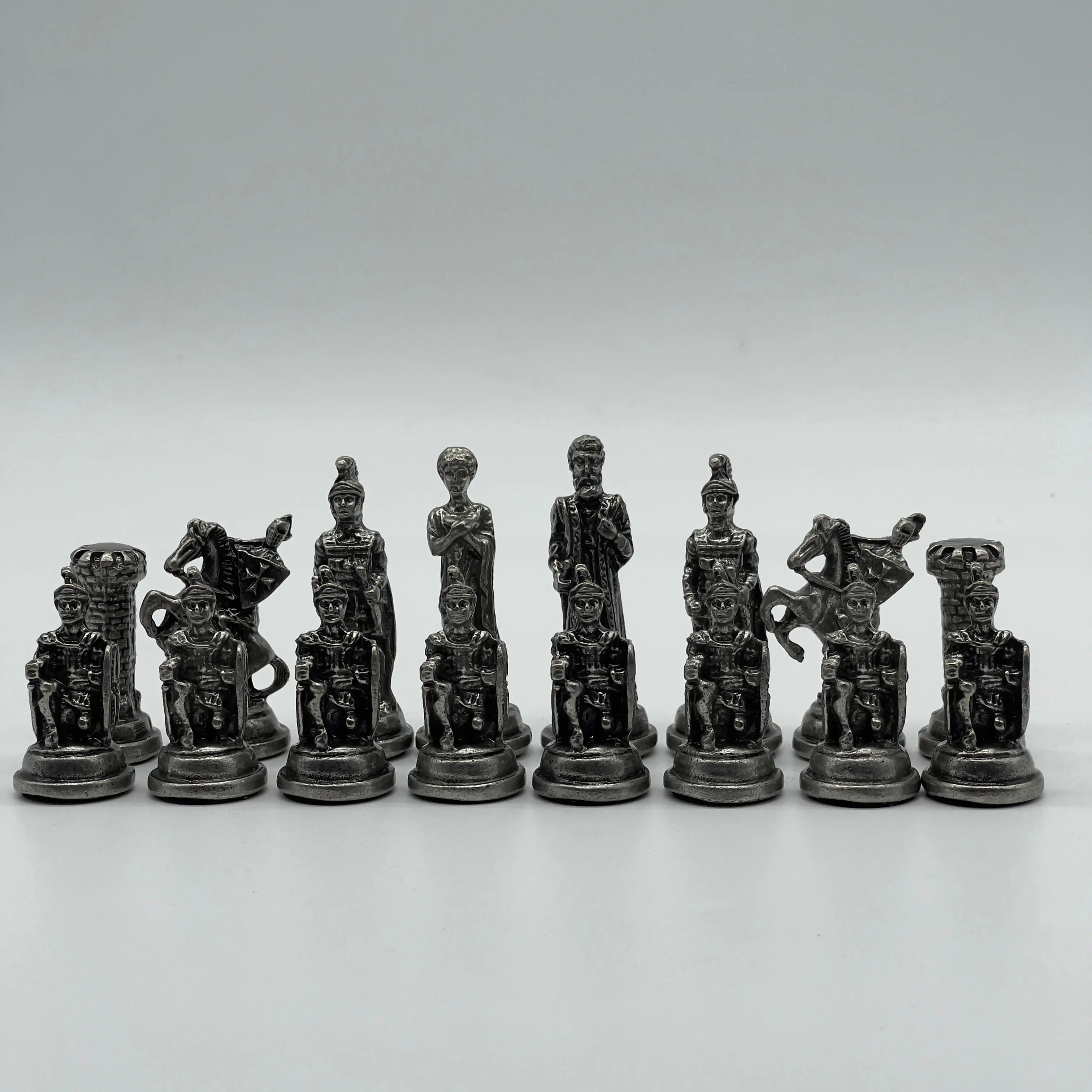 Handmade Copper Metal Chess Pieces, Metal Trojan Chess Pieces Set