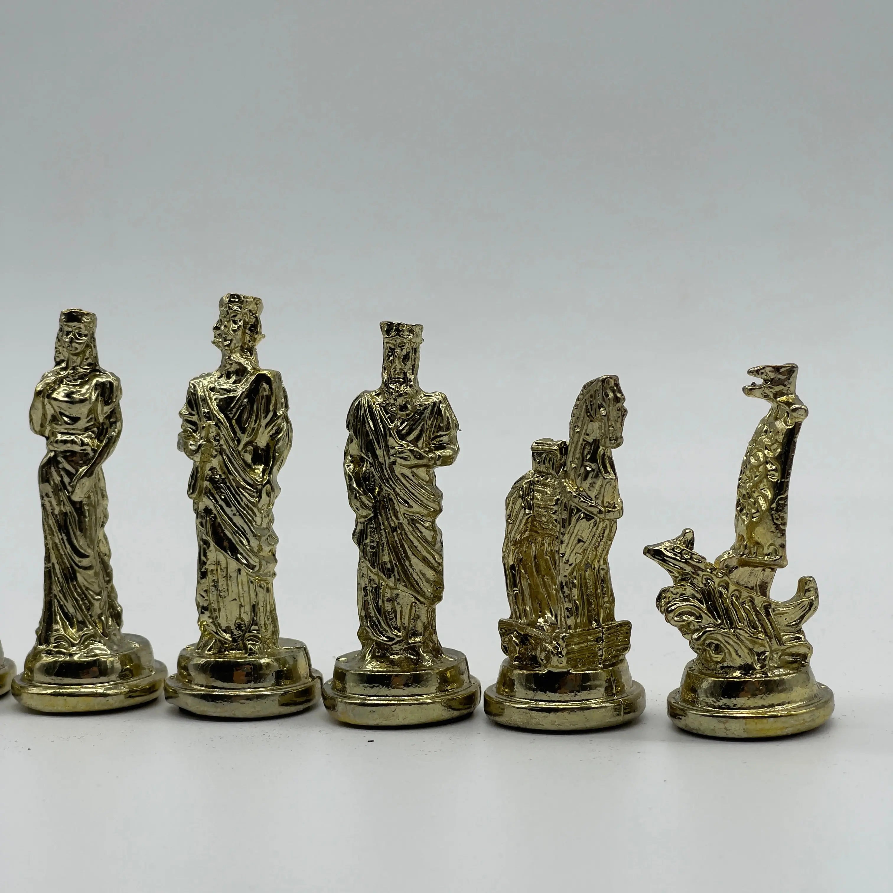 Handmade Metal Chess Pieces, Trojan Silver-Gold Metal Chess Pieces