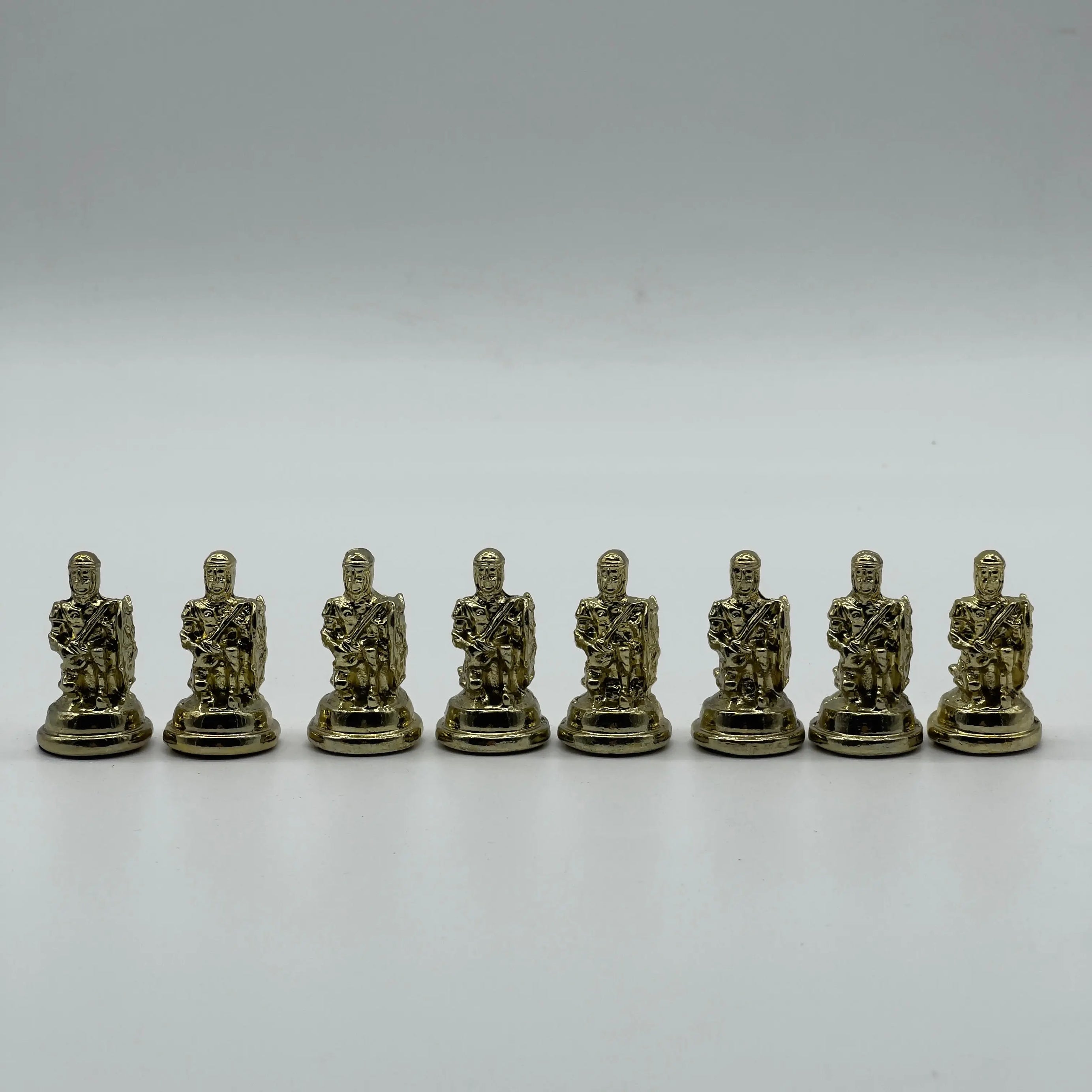 Handmade Metal Chess Pieces, Trojan Silver-Gold Metal Chess Pieces