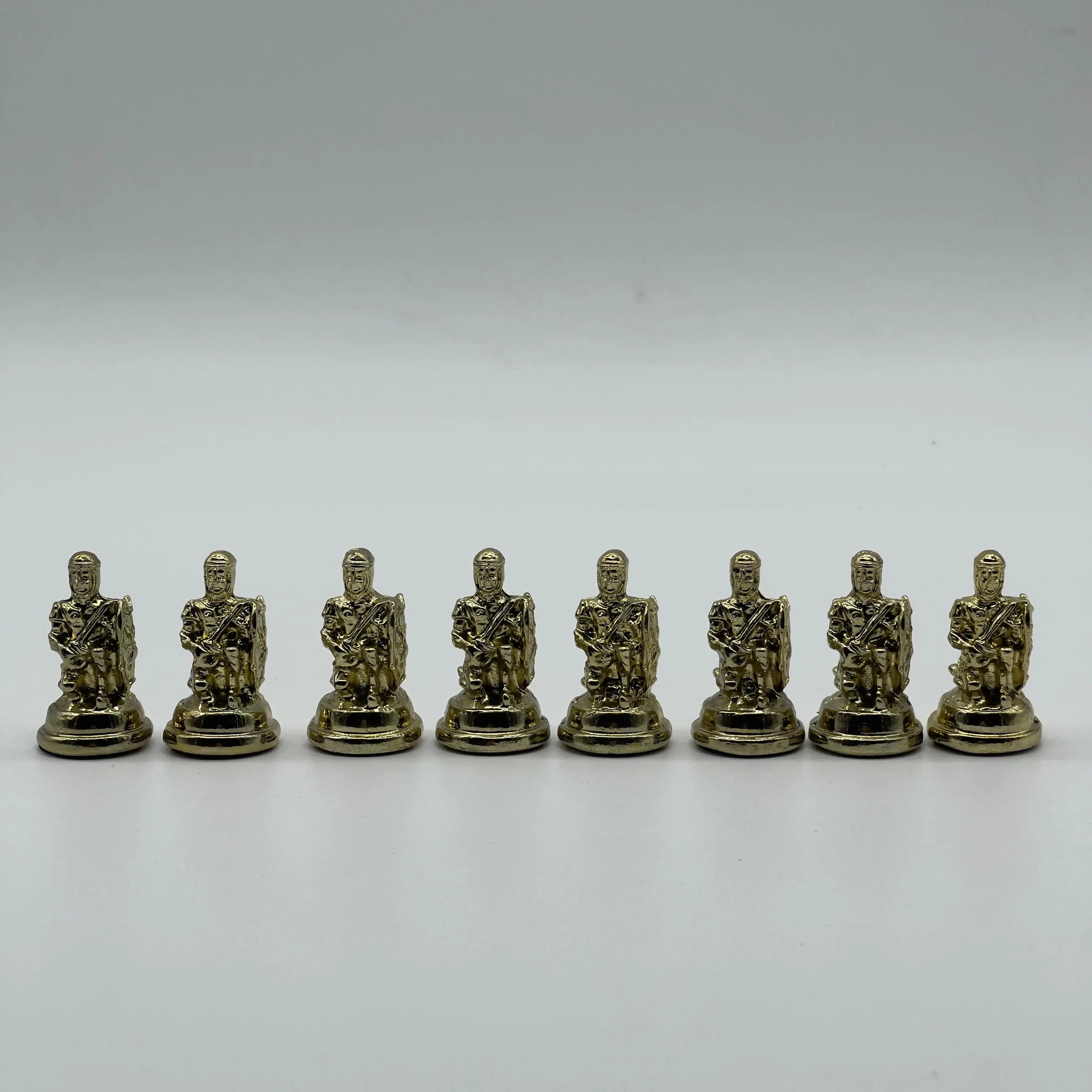 Handmade Metal Chess Pieces, Trojan Silver-Gold Metal Chess Pieces