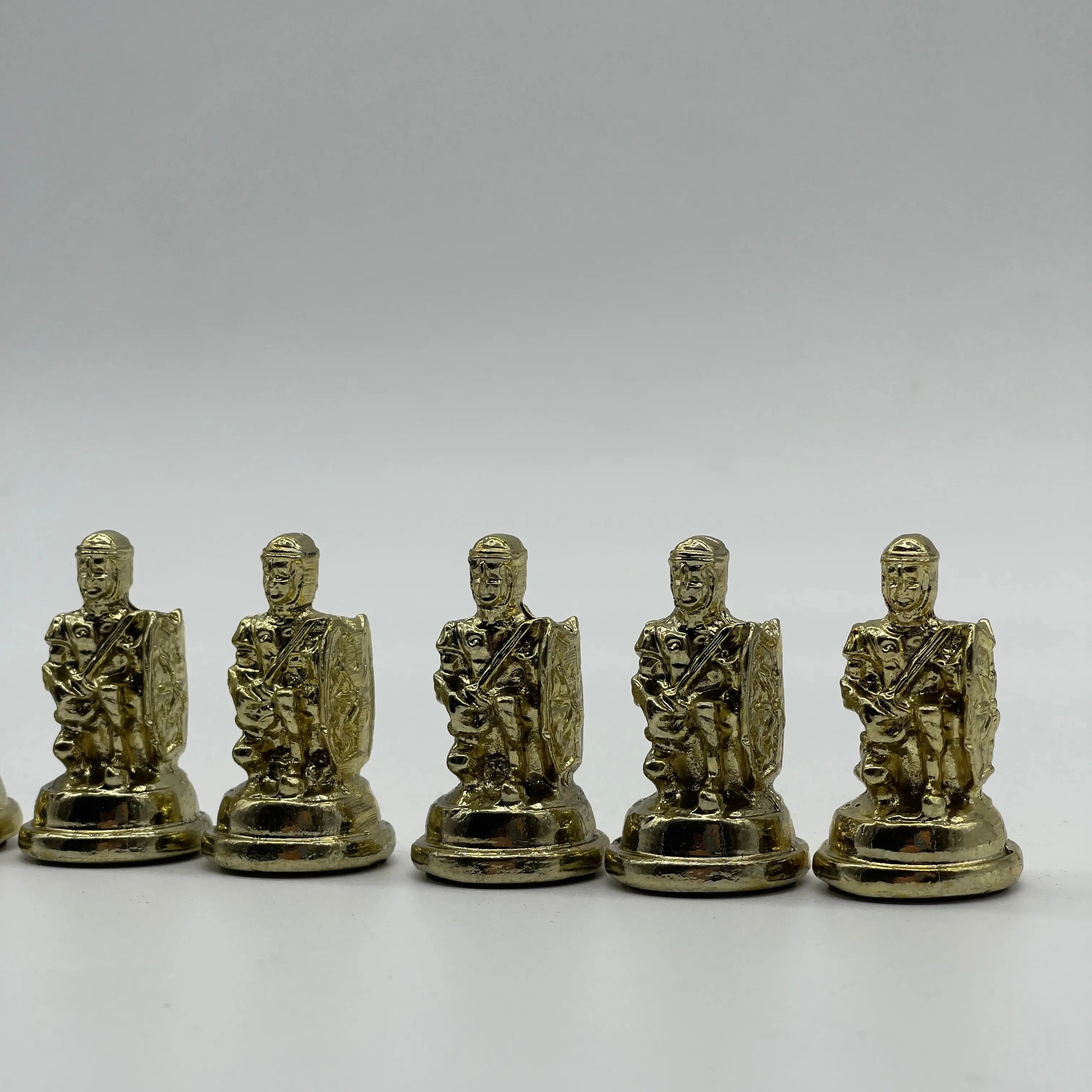 Handmade Metal Chess Pieces, Trojan Silver-Gold Metal Chess Pieces