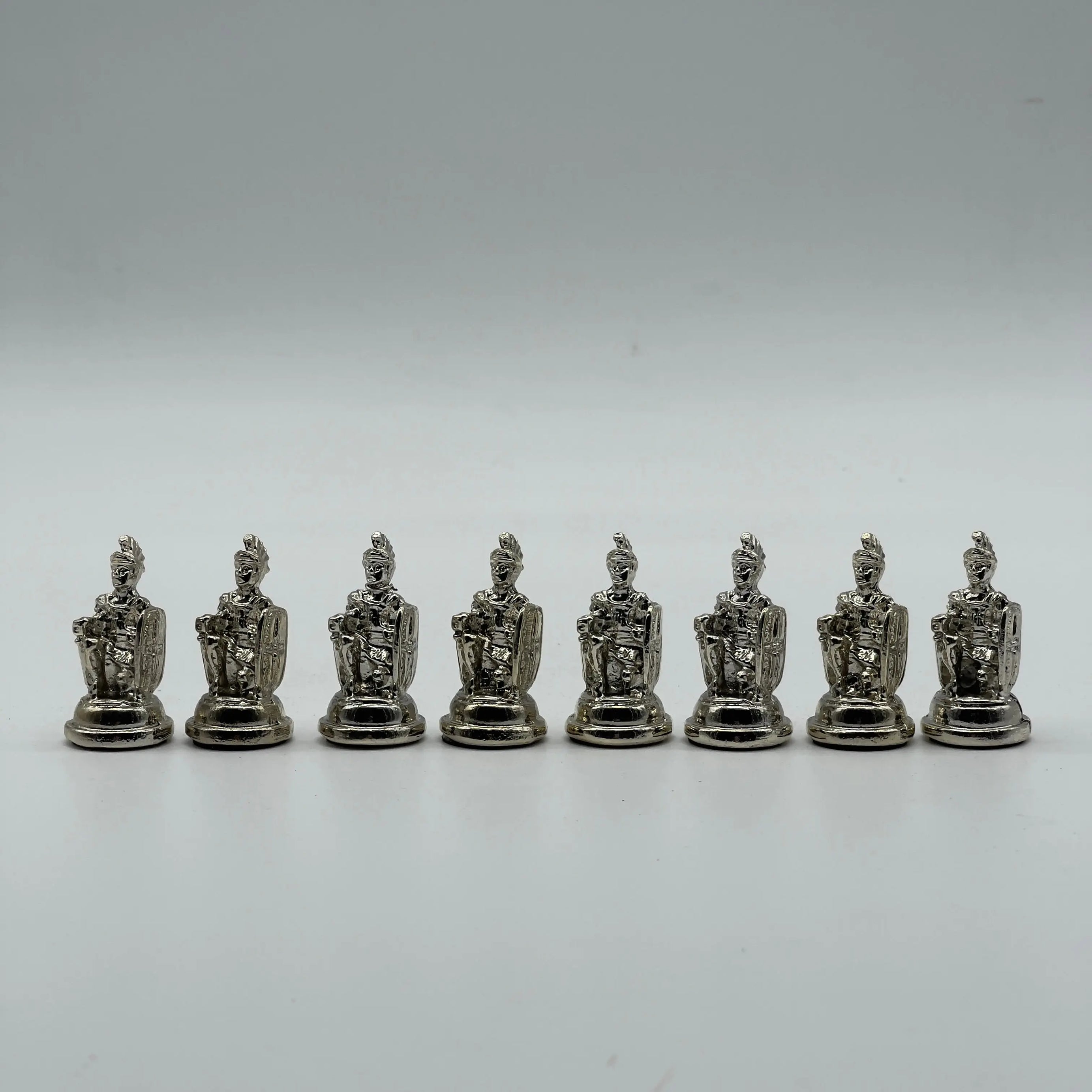 Handmade Metal Chess Pieces, Trojan Silver-Gold Metal Chess Pieces
