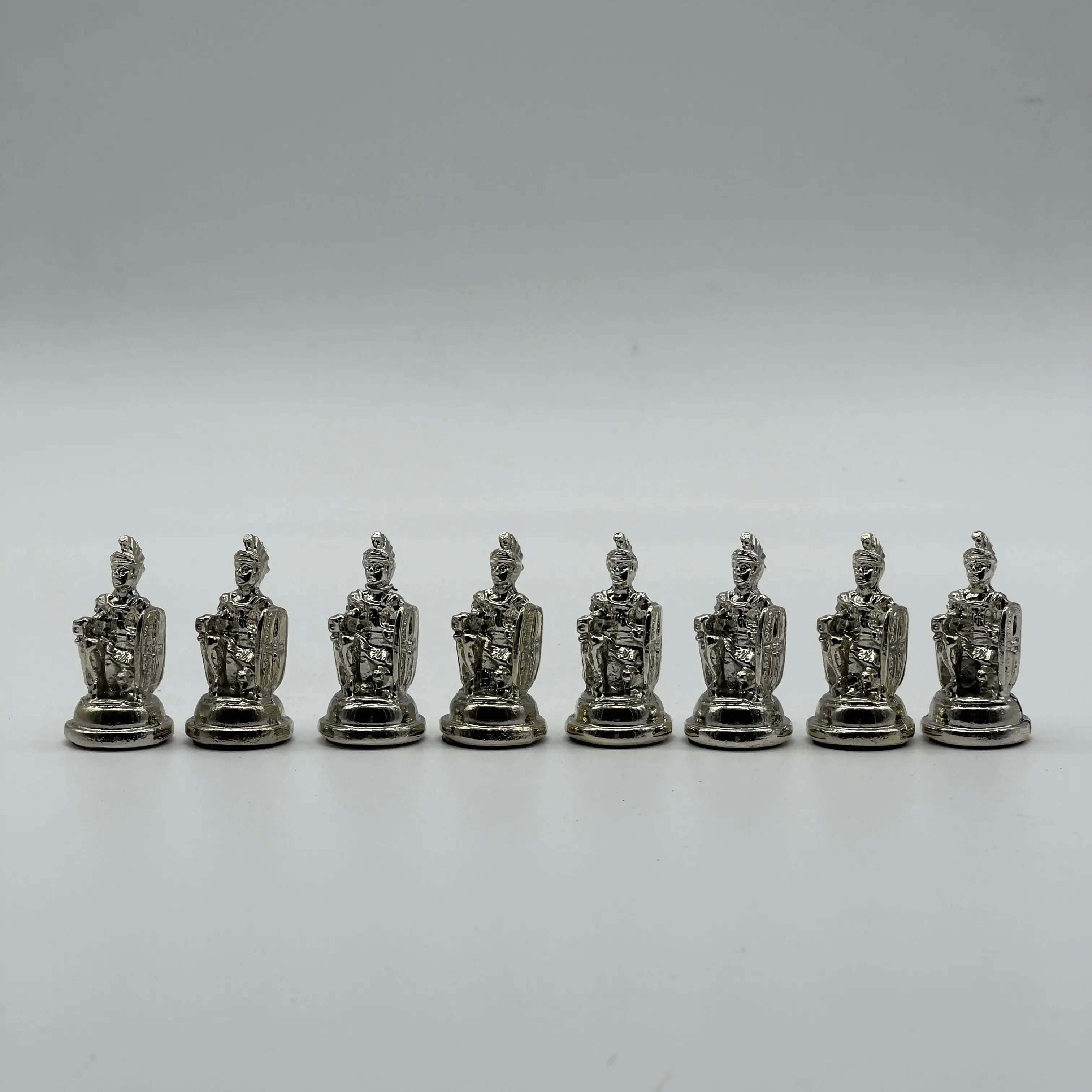Handmade Metal Chess Pieces, Trojan Silver-Gold Metal Chess Pieces