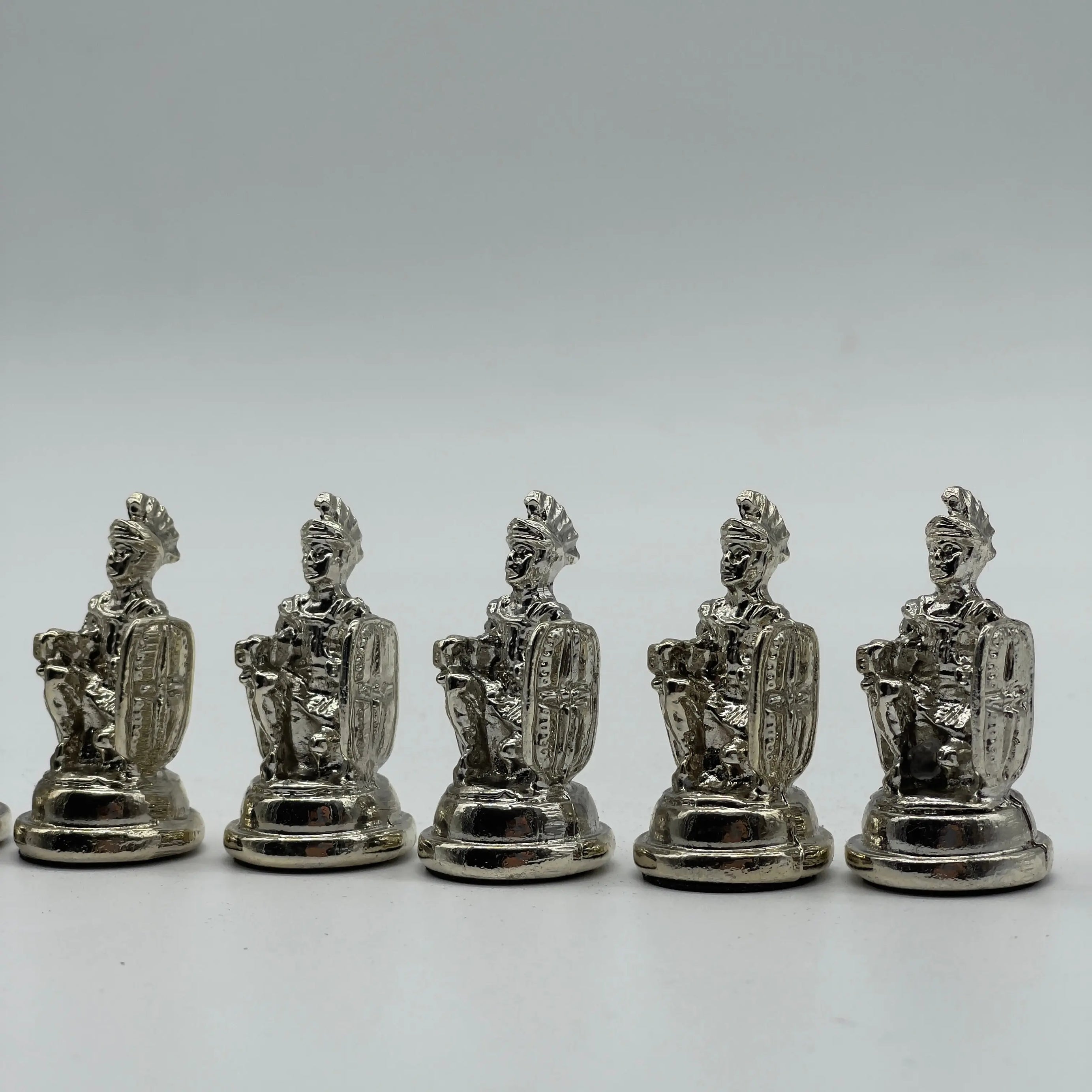 Handmade Metal Chess Pieces, Trojan Silver-Gold Metal Chess Pieces