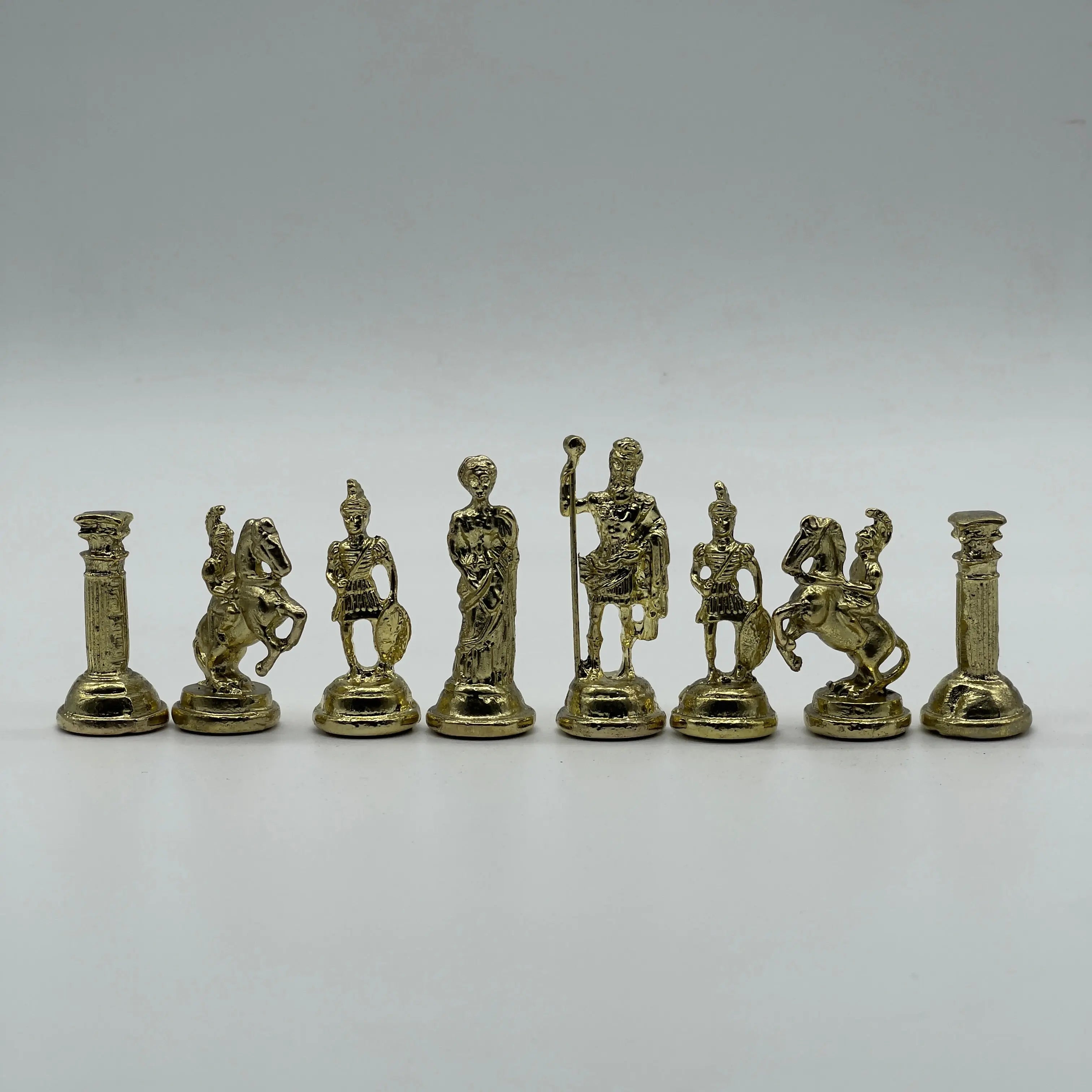 Handmade Metal Chess Pieces, Romans Chess Pieces, Gold Metal Chess Pieces