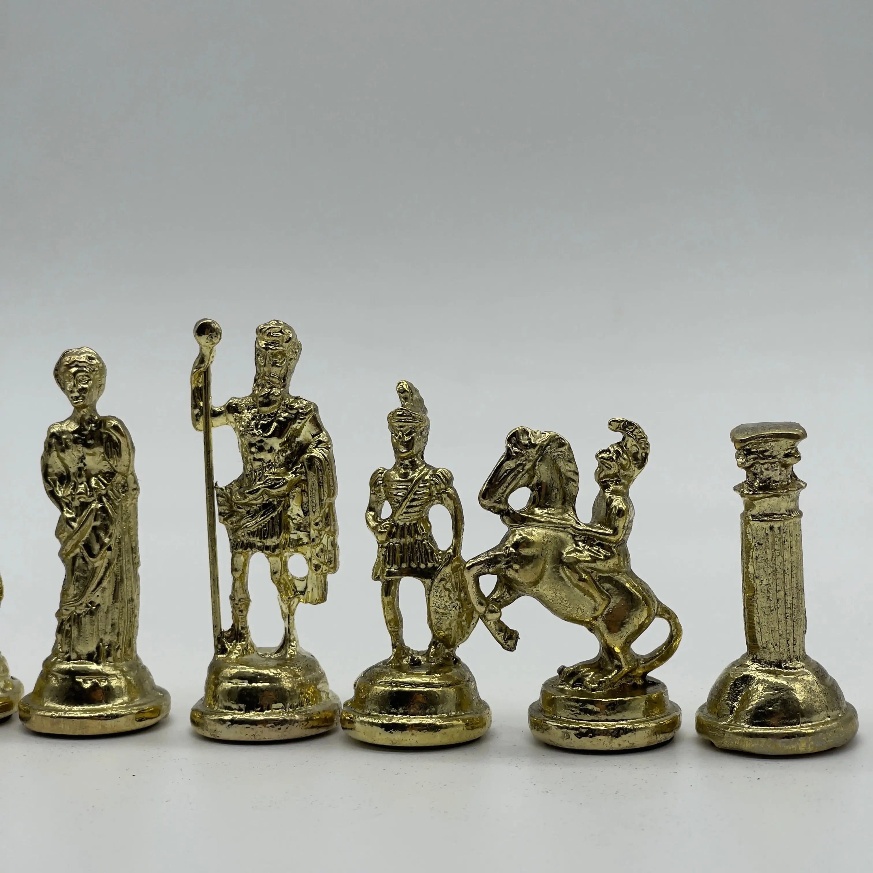 Handmade Metal Chess Pieces, Romans Chess Pieces, Gold Metal Chess Pieces