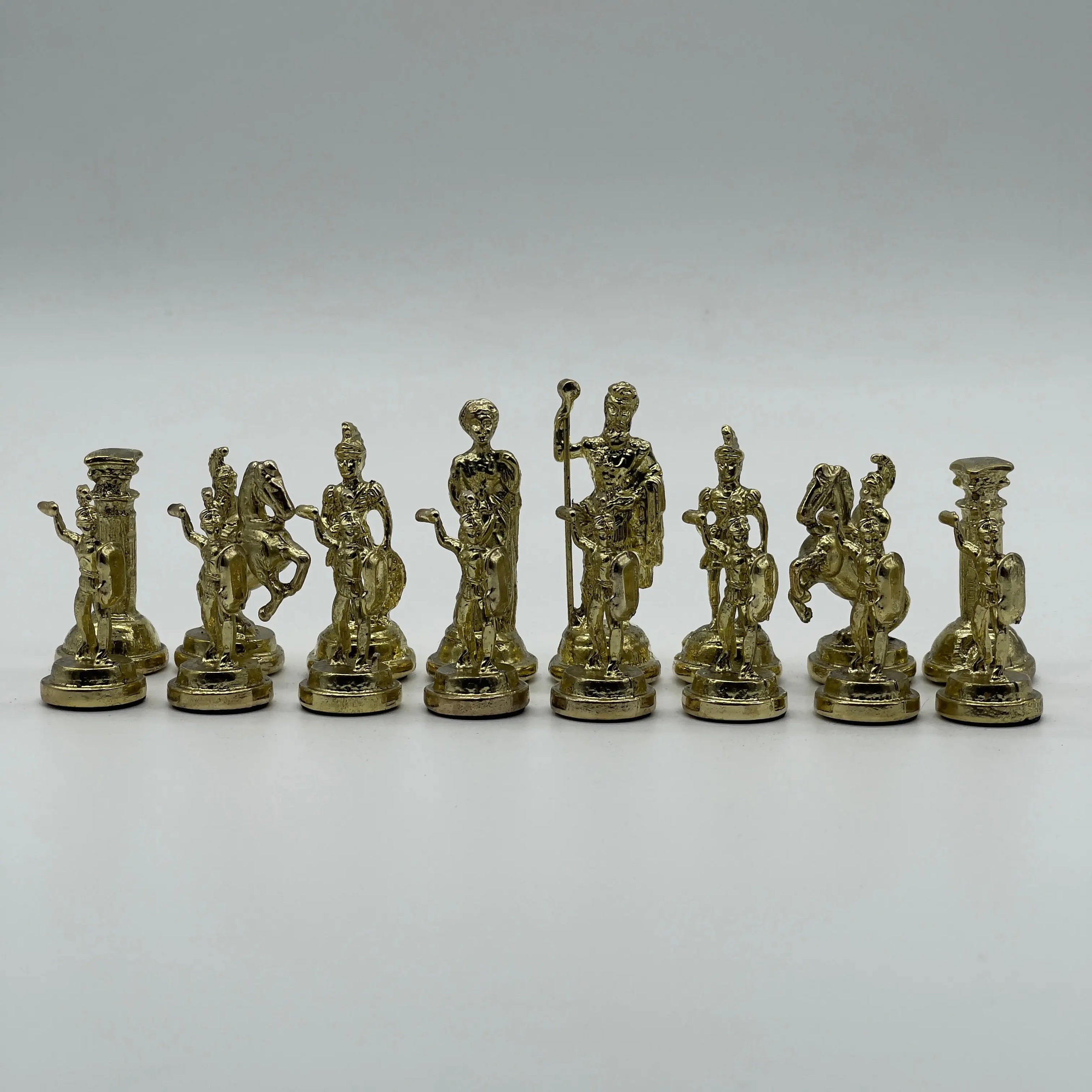 Handmade Metal Chess Pieces, Romans Chess Pieces, Gold Metal Chess Pieces