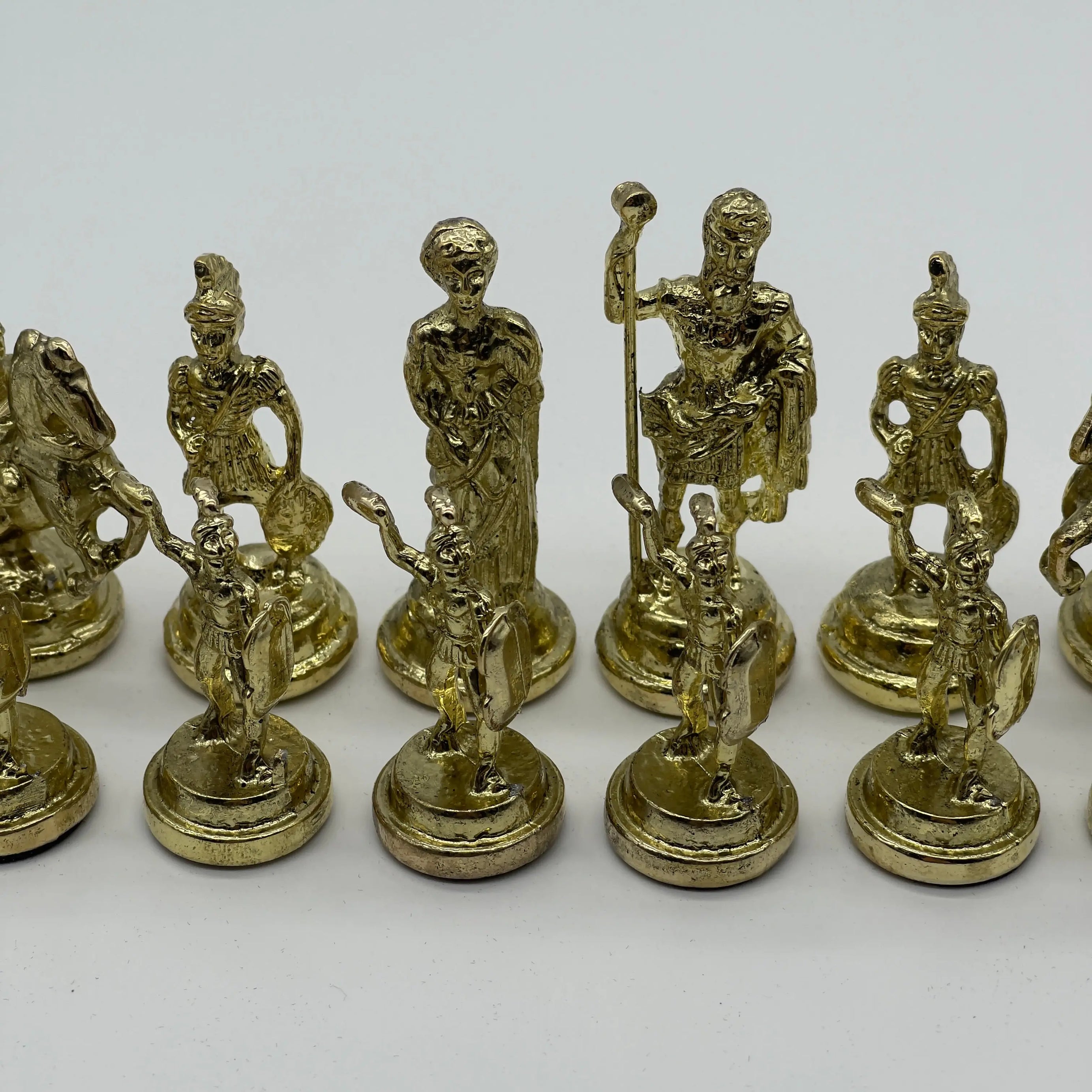 Handmade Metal Chess Pieces, Romans Chess Pieces, Gold Metal Chess Pieces