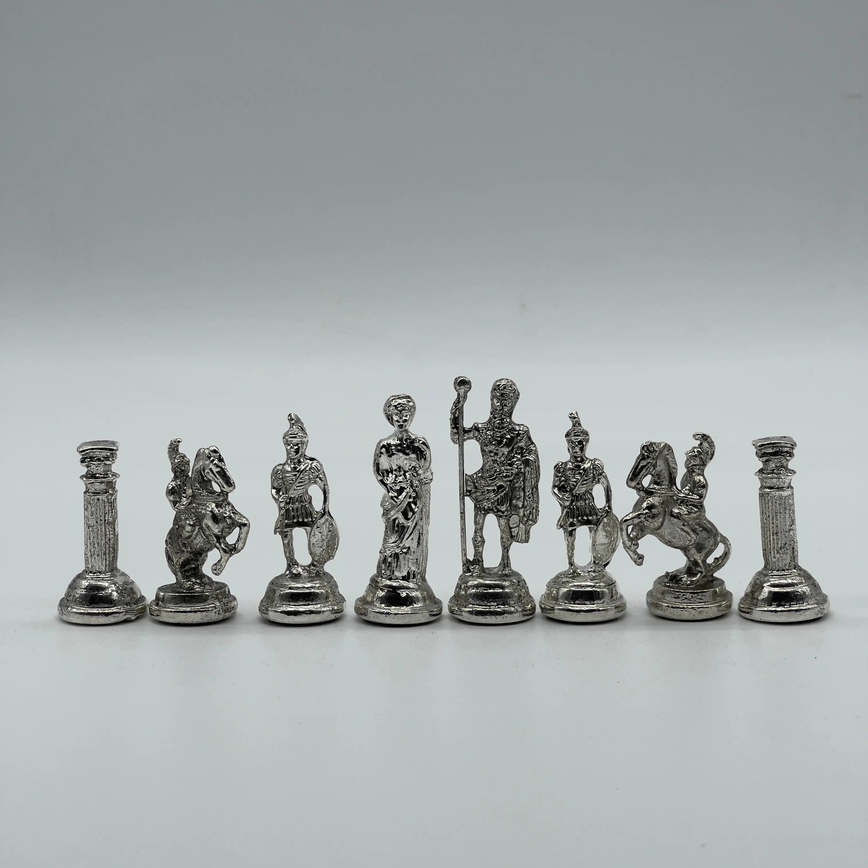 Handmade Metal Chess Pieces, Romans Chess Pieces, Gold Metal Chess Pieces