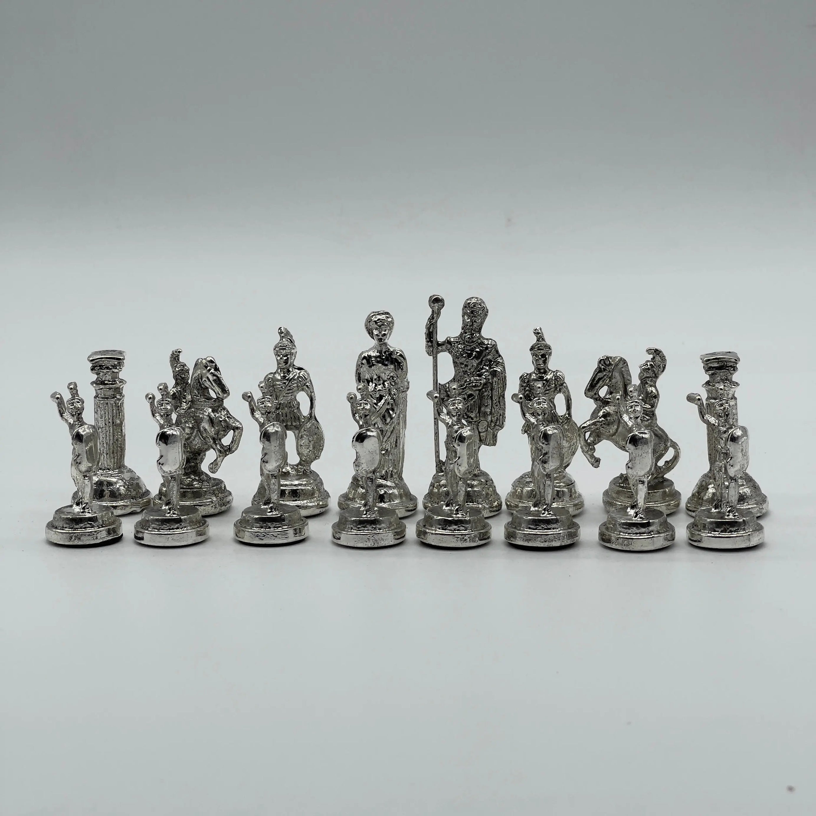 Handmade Metal Chess Pieces, Romans Chess Pieces, Gold Metal Chess Pieces