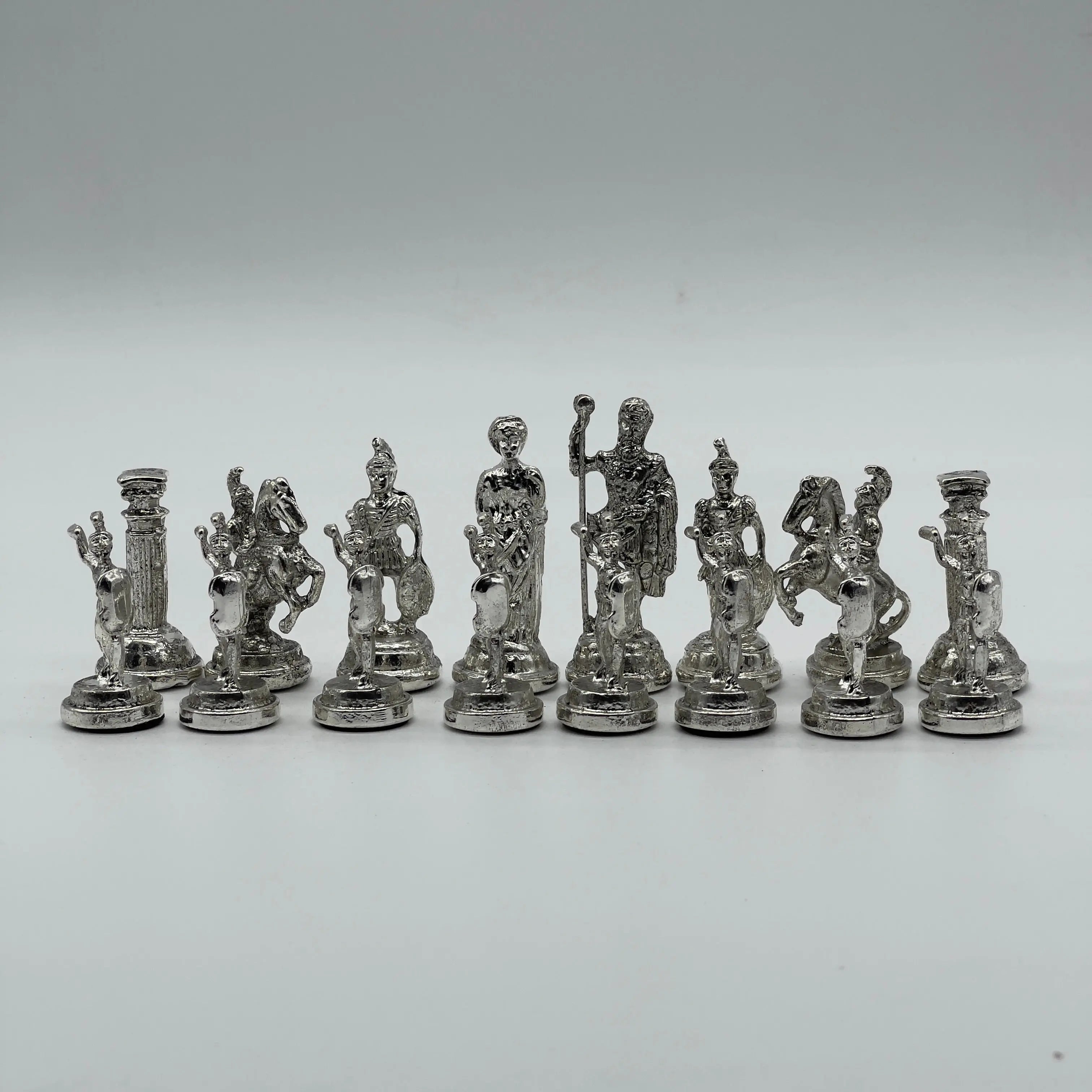 Handmade Metal Chess Pieces, Romans Chess Pieces, Gold Metal Chess Pieces