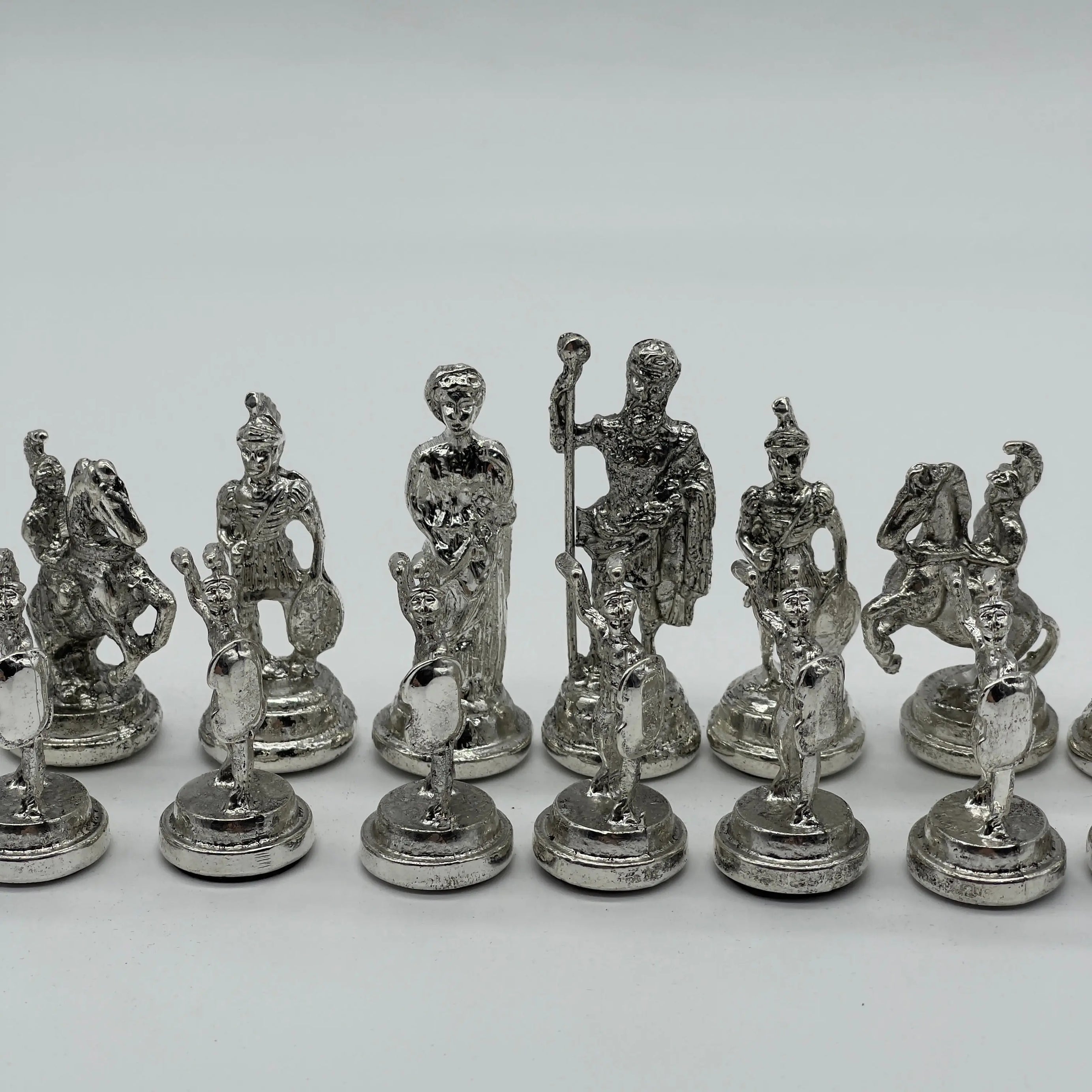 Handmade Metal Chess Pieces, Romans Chess Pieces, Gold Metal Chess Pieces