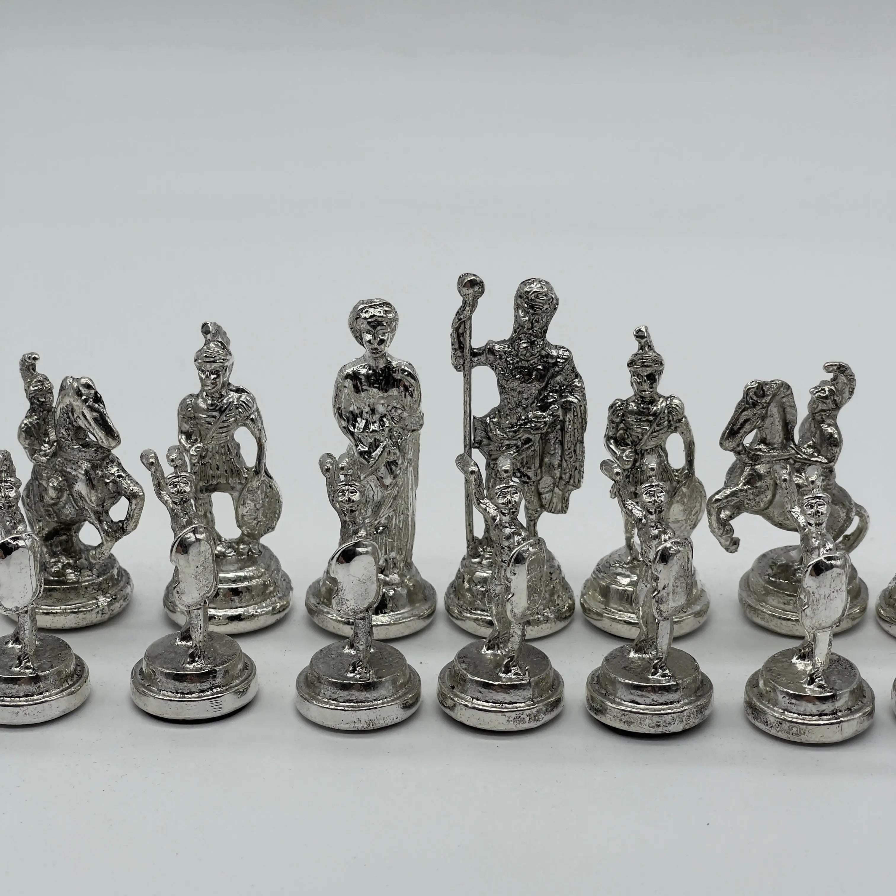 Handmade Metal Chess Pieces, Romans Chess Pieces, Gold Metal Chess Pieces