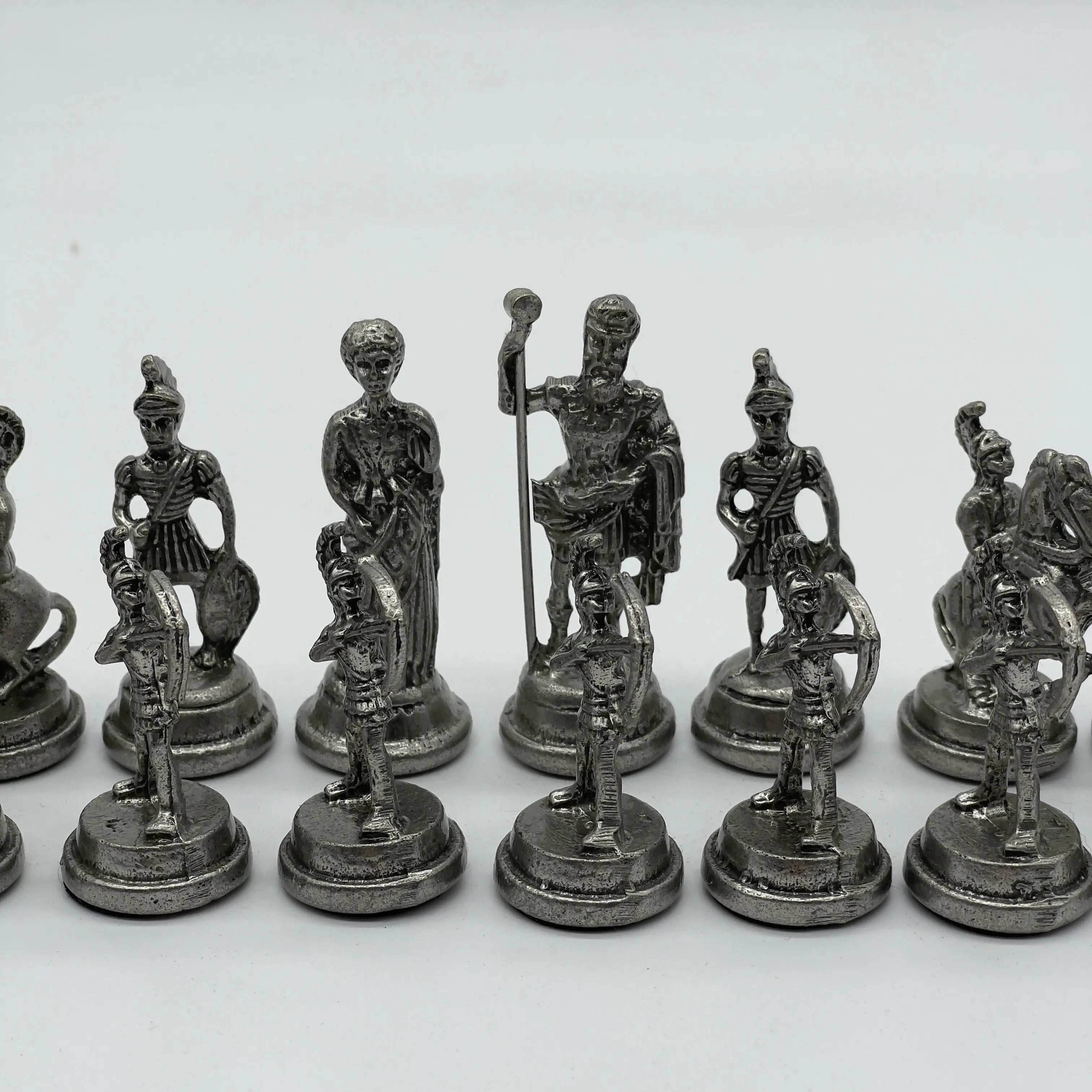 Handmade Copper Metal Chess Pieces, Romans Metal Archer Chess Pieces Set